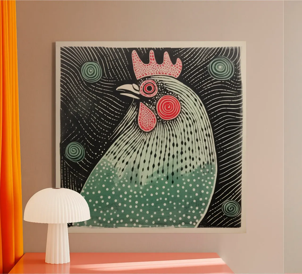Green Chicken acrylic glass by Minimal Animal Art