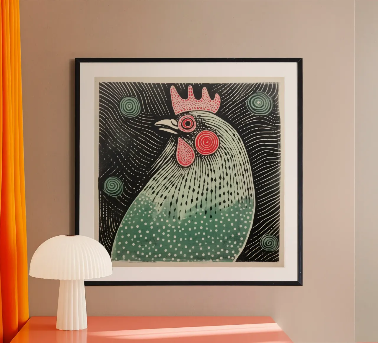Pollo verde poster da Minimal Animal Art