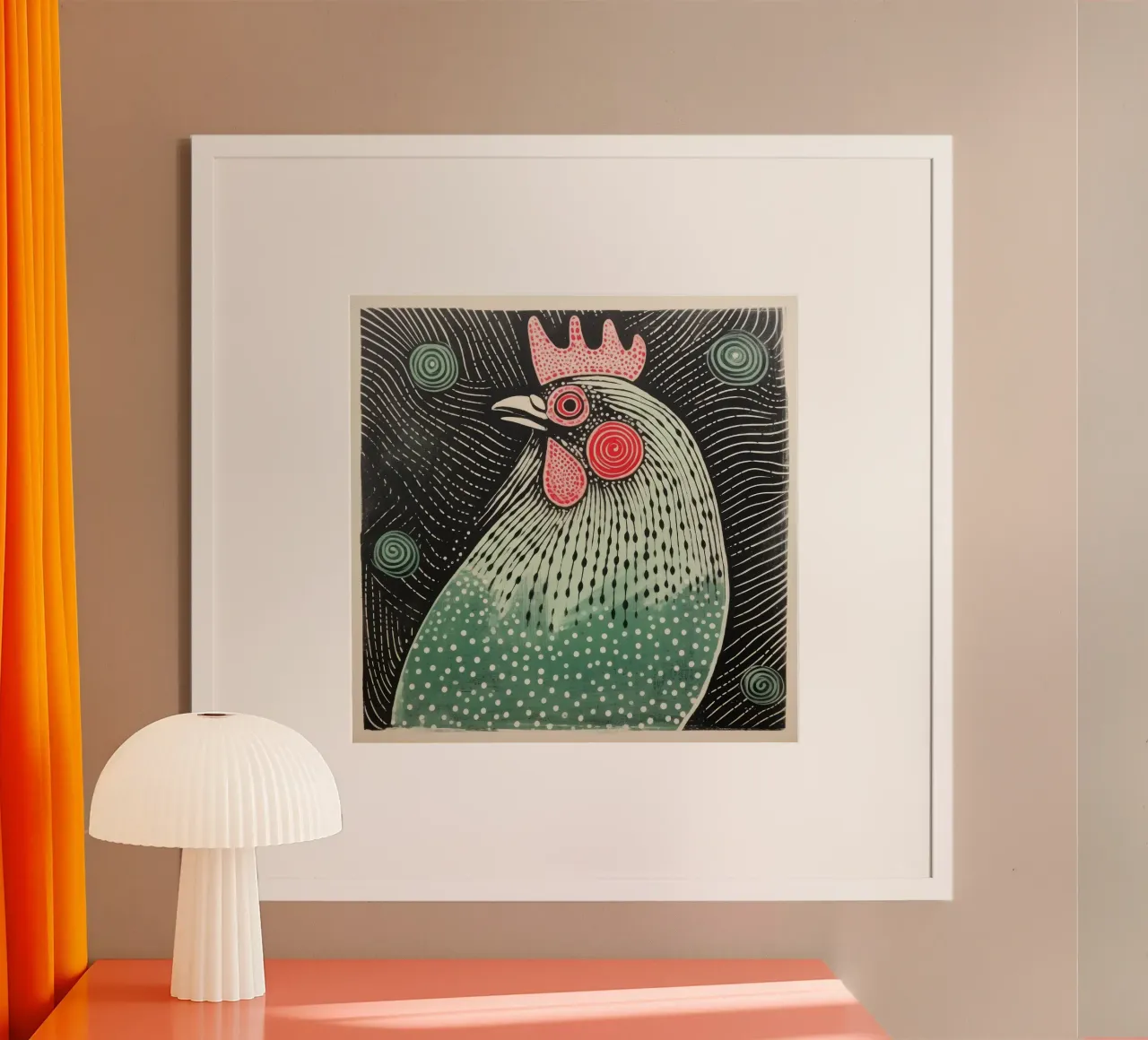 Pollo verde poster da Minimal Animal Art