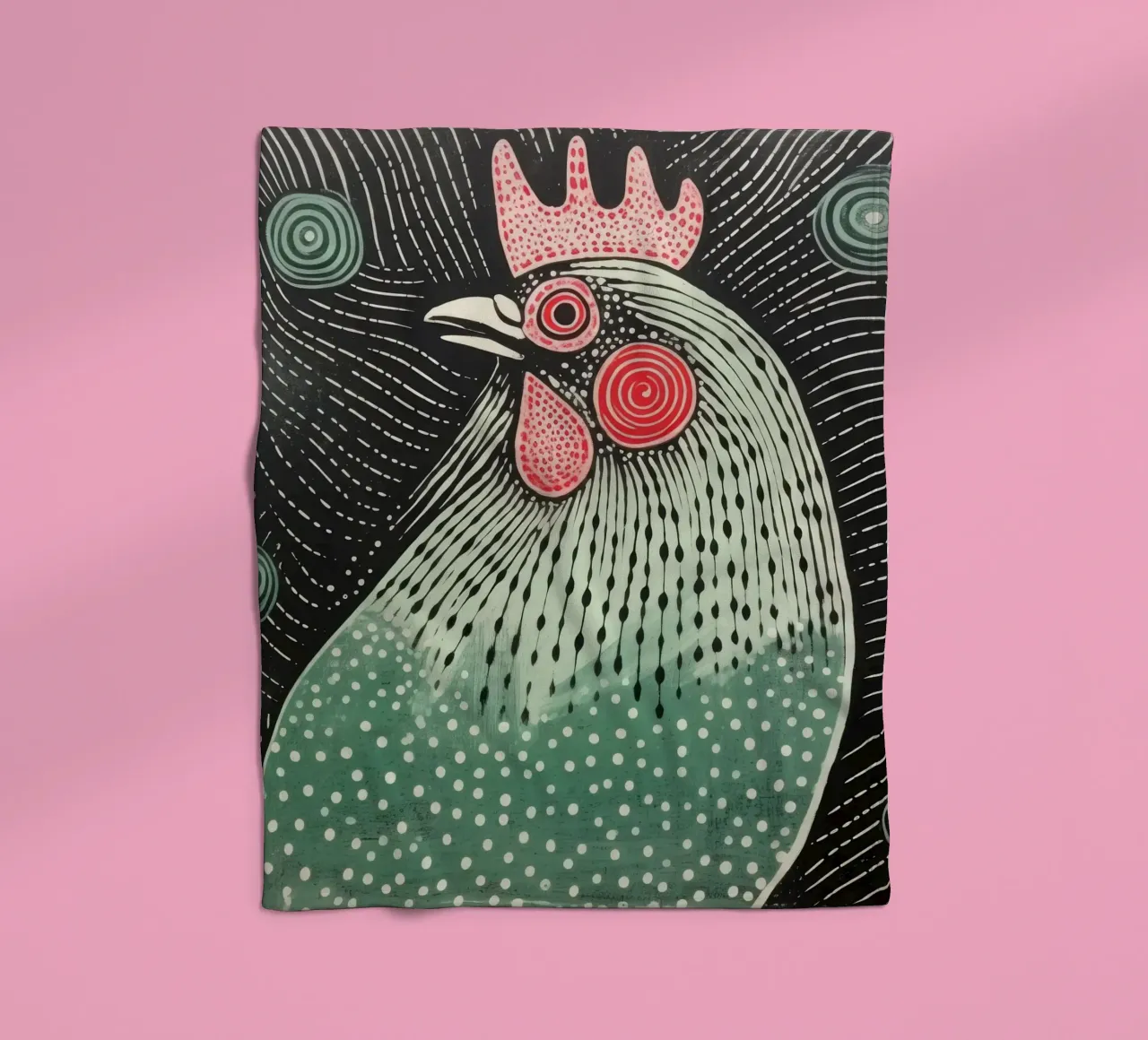 Pollo verde 2 coperta in pile da Minimal Animal Art