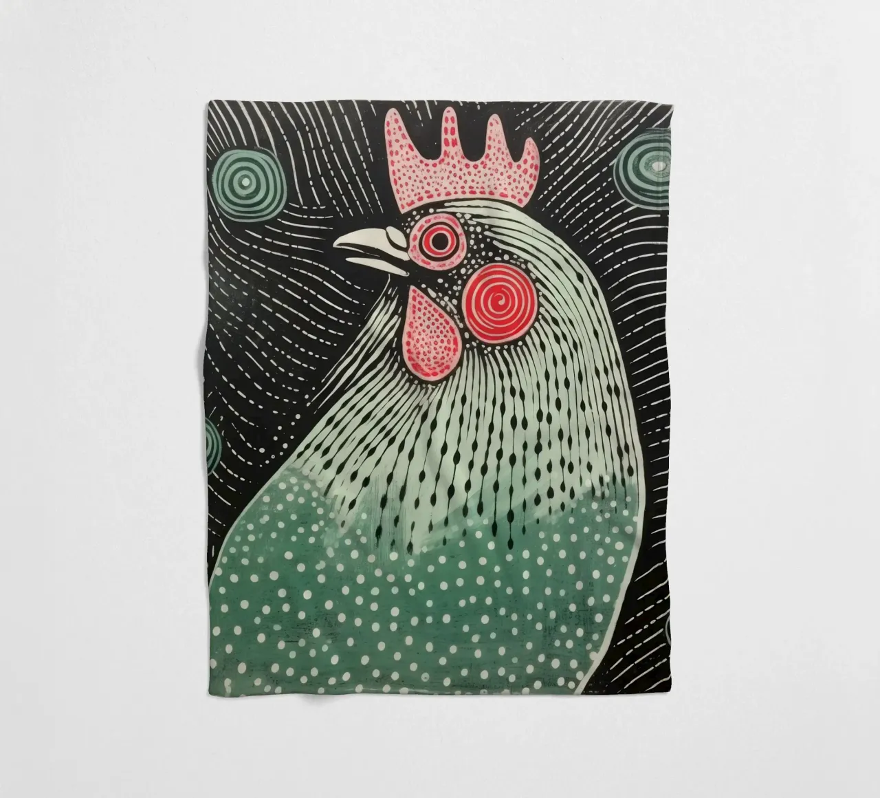 Pollo verde 2 coperta in pile da Minimal Animal Art