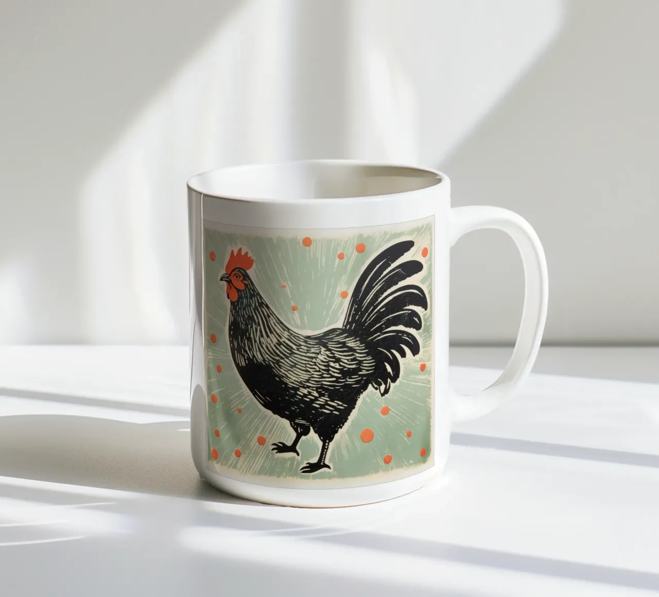 Pollo verde 3 tazza in ceramica da Minimal Animal Art