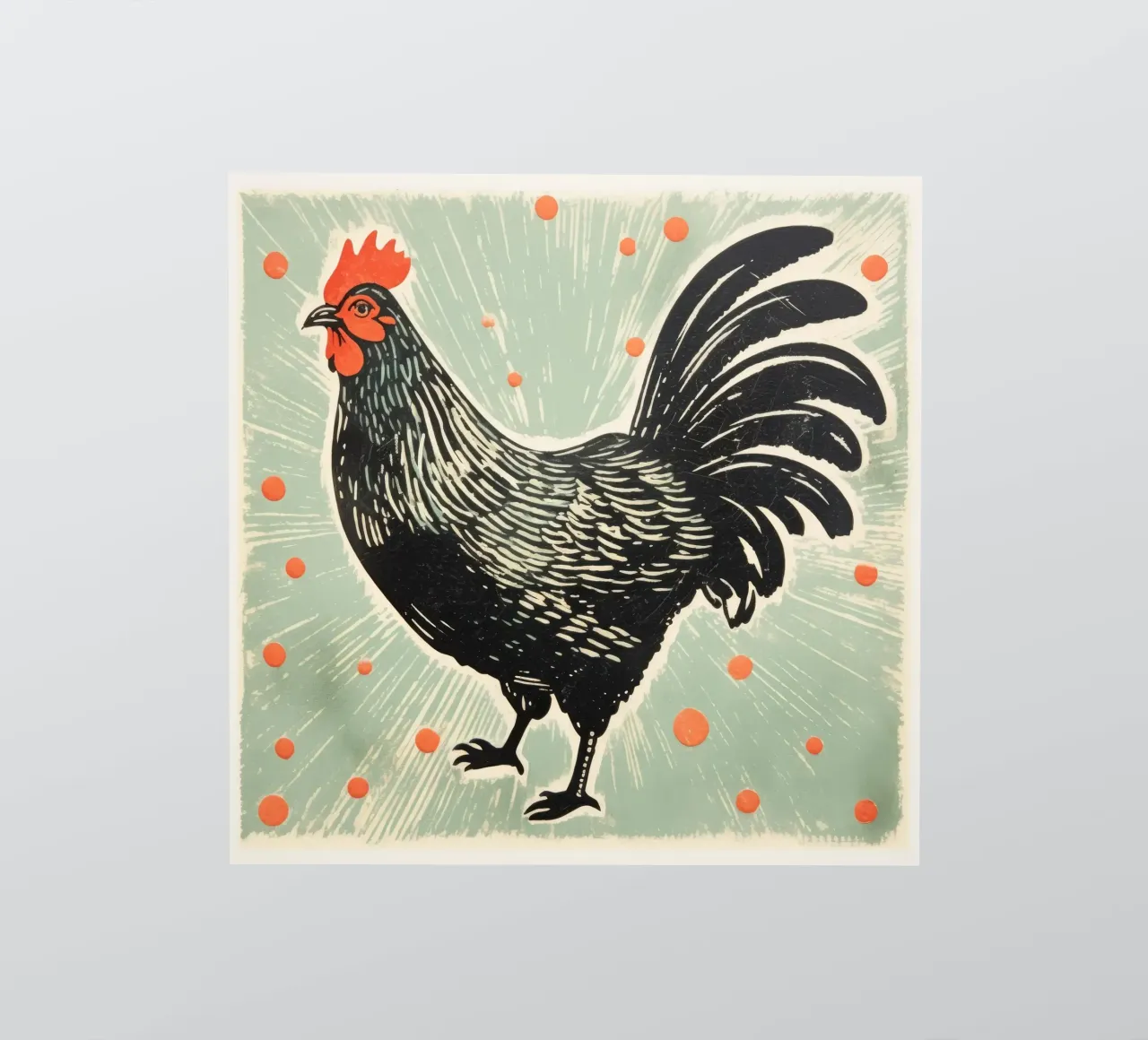 Poulet vert 3 autocollant de Minimal Animal Art