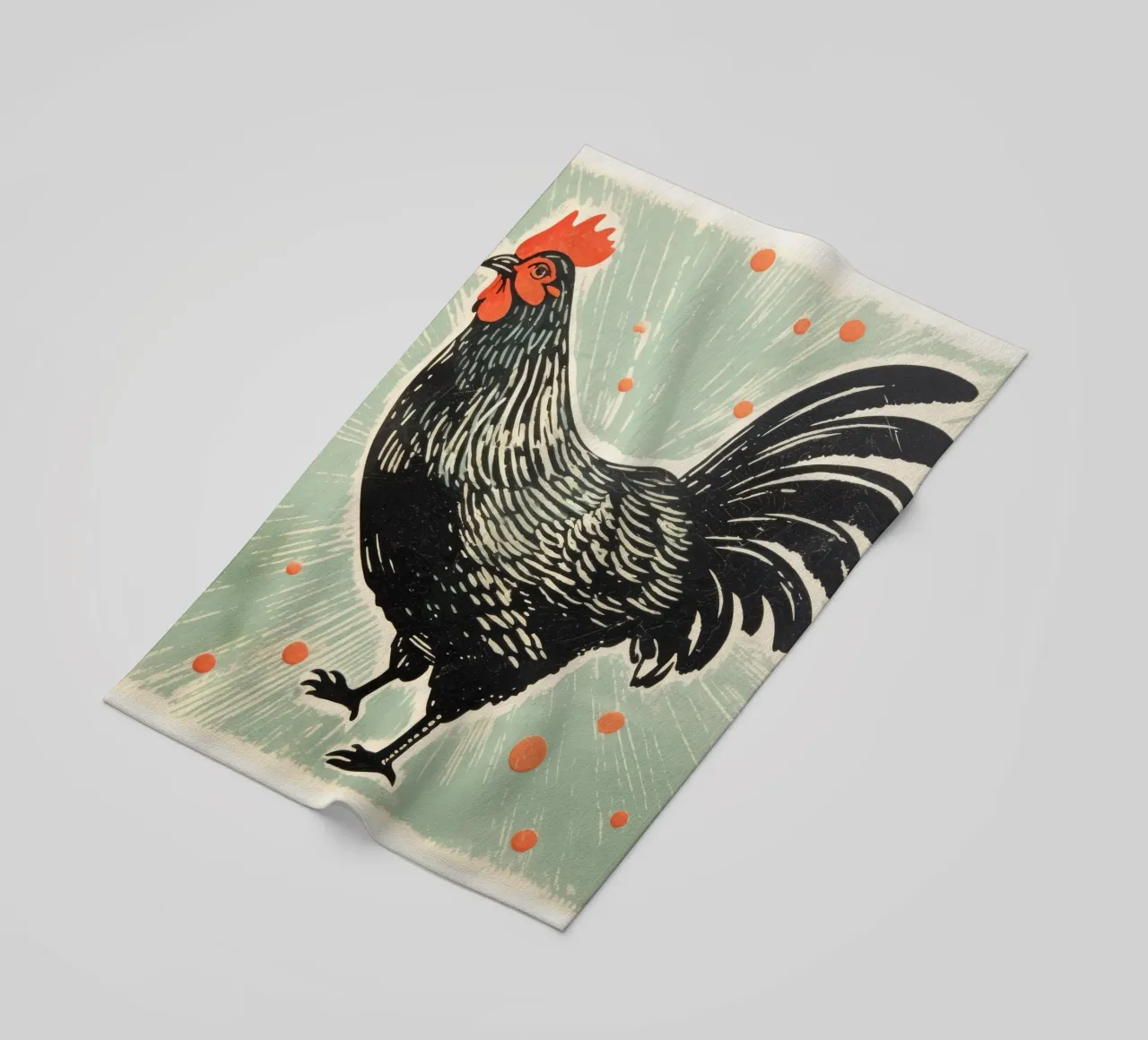 Pollo verde 3 telo mare da Minimal Animal Art