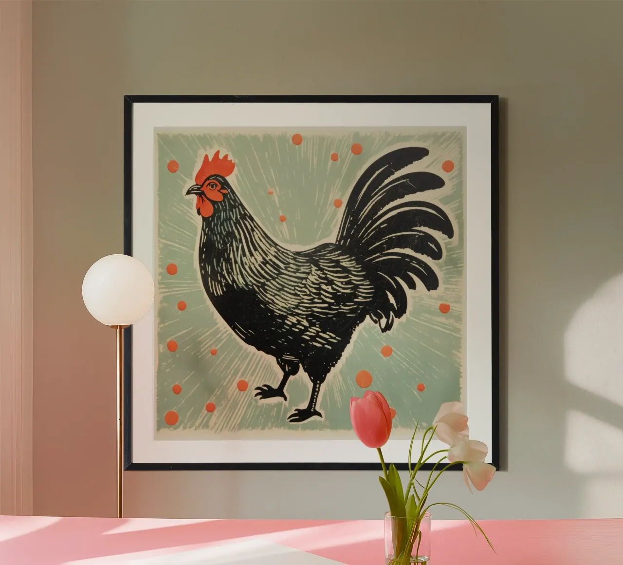 Pollo verde poster da Minimal Animal Art