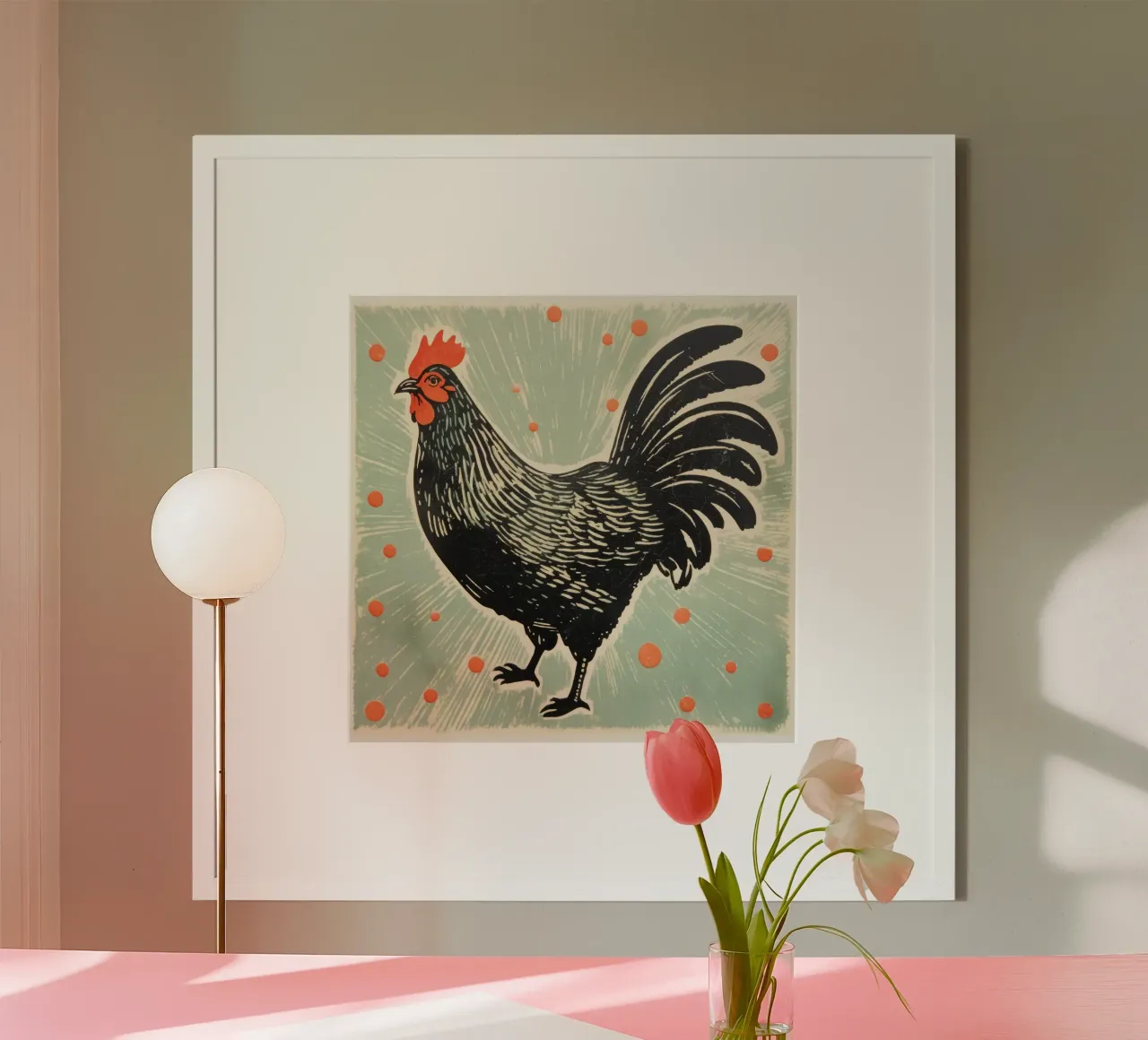 Pollo verde poster da Minimal Animal Art