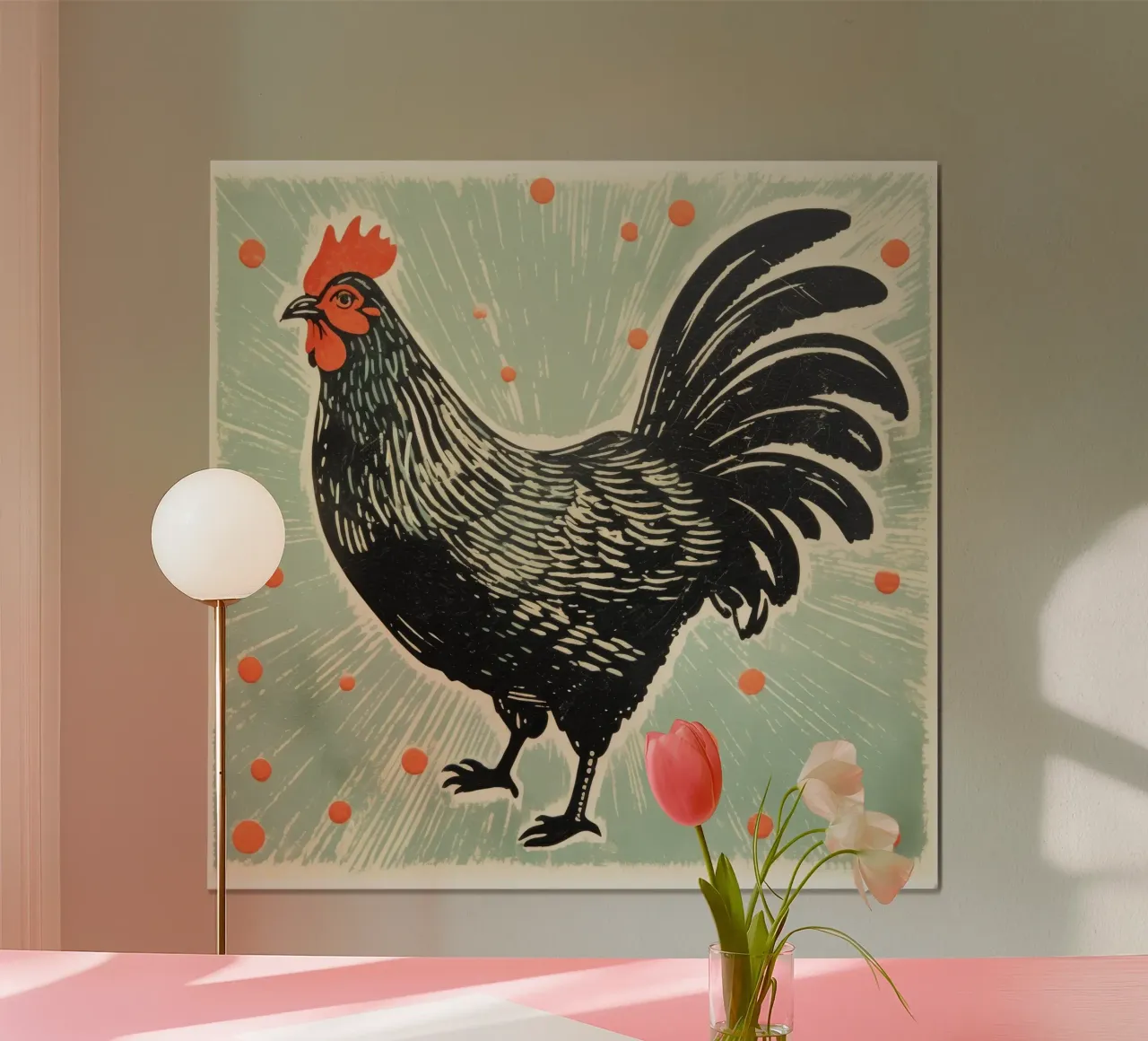 Pollo verde poster da Minimal Animal Art