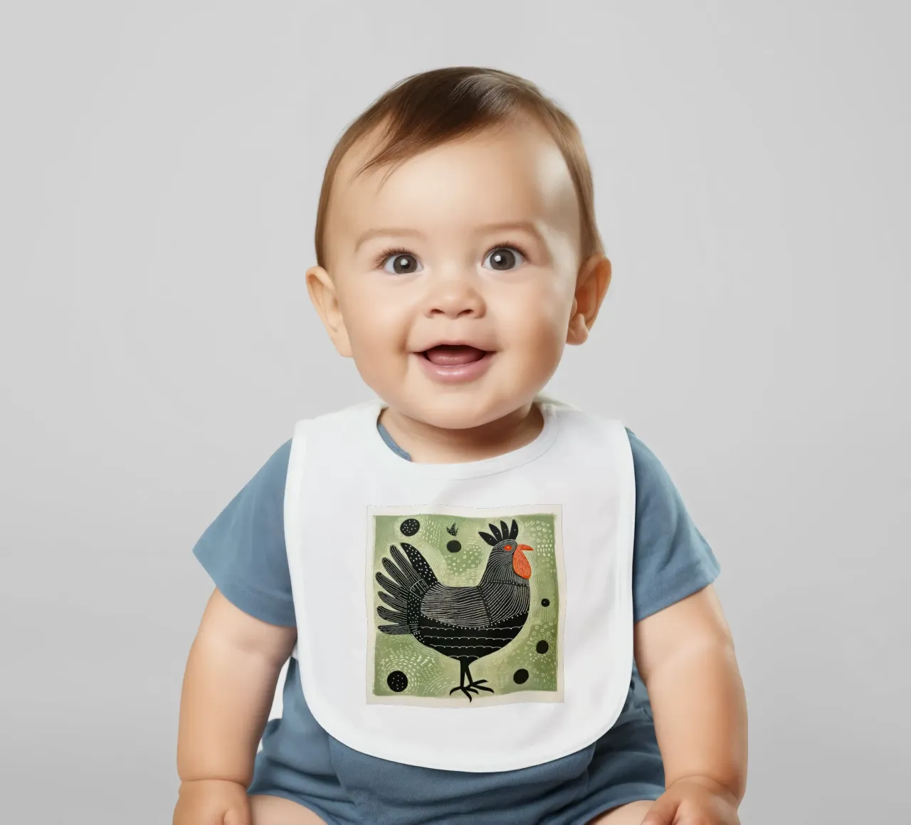 Pollo verde bavaglino da Minimal Animal Art