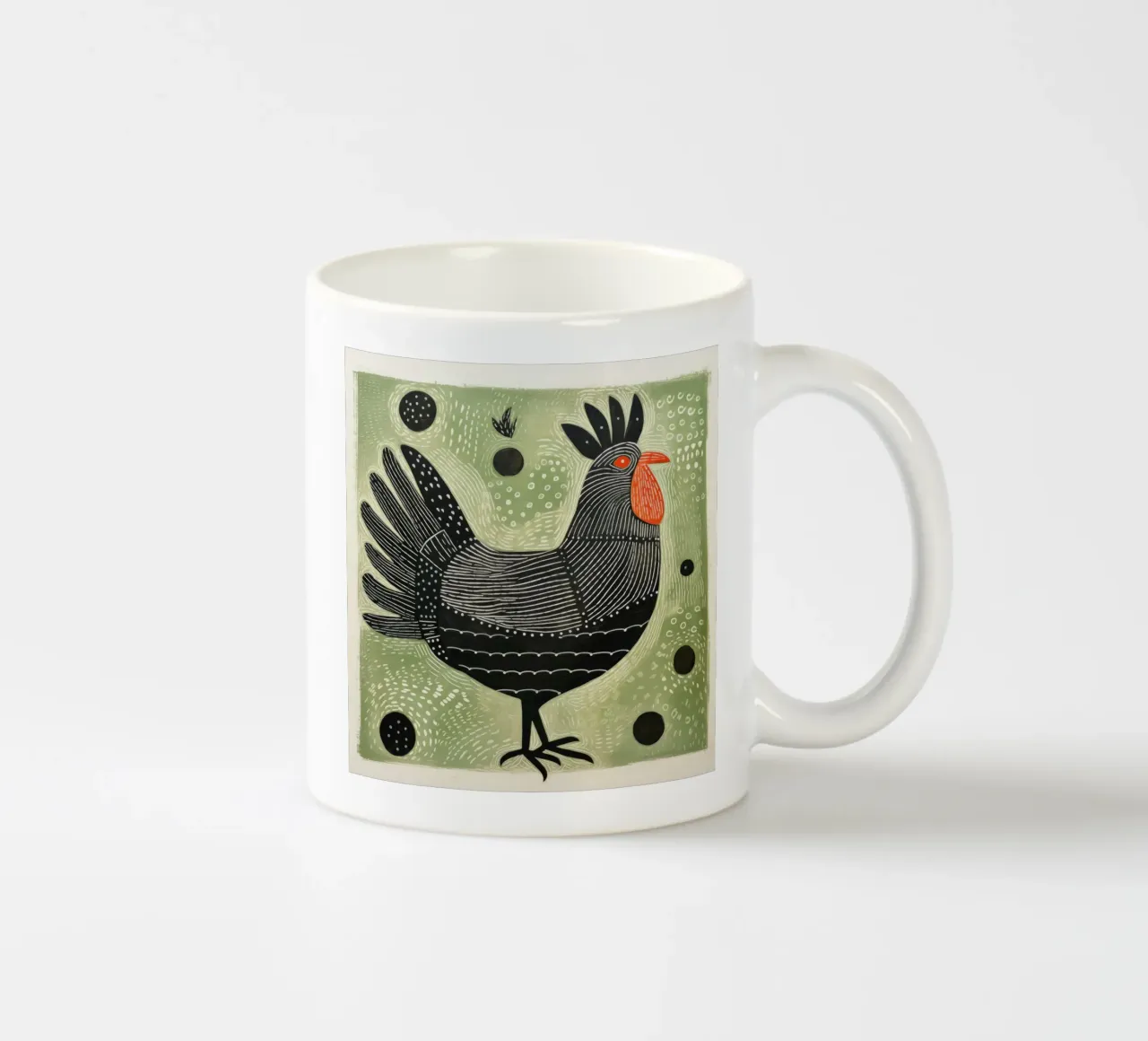 Pollo verde 4 tazza in ceramica da Minimal Animal Art
