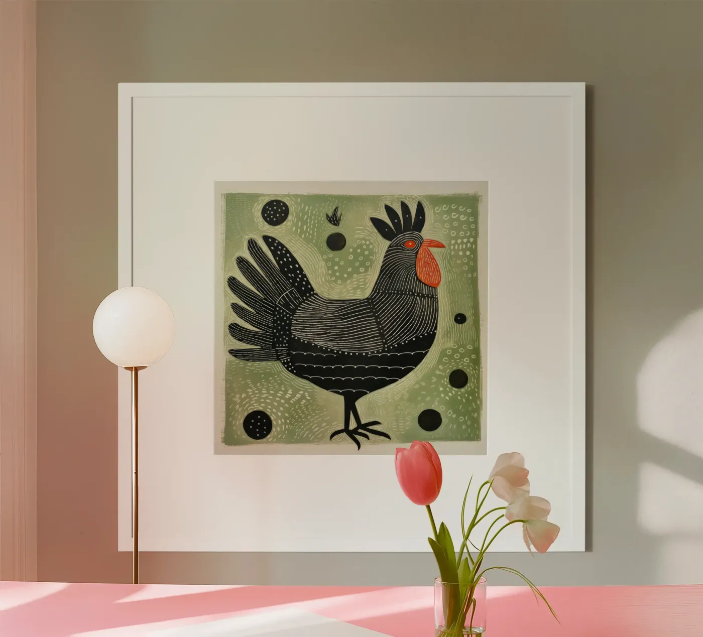Pollo verde poster da Minimal Animal Art