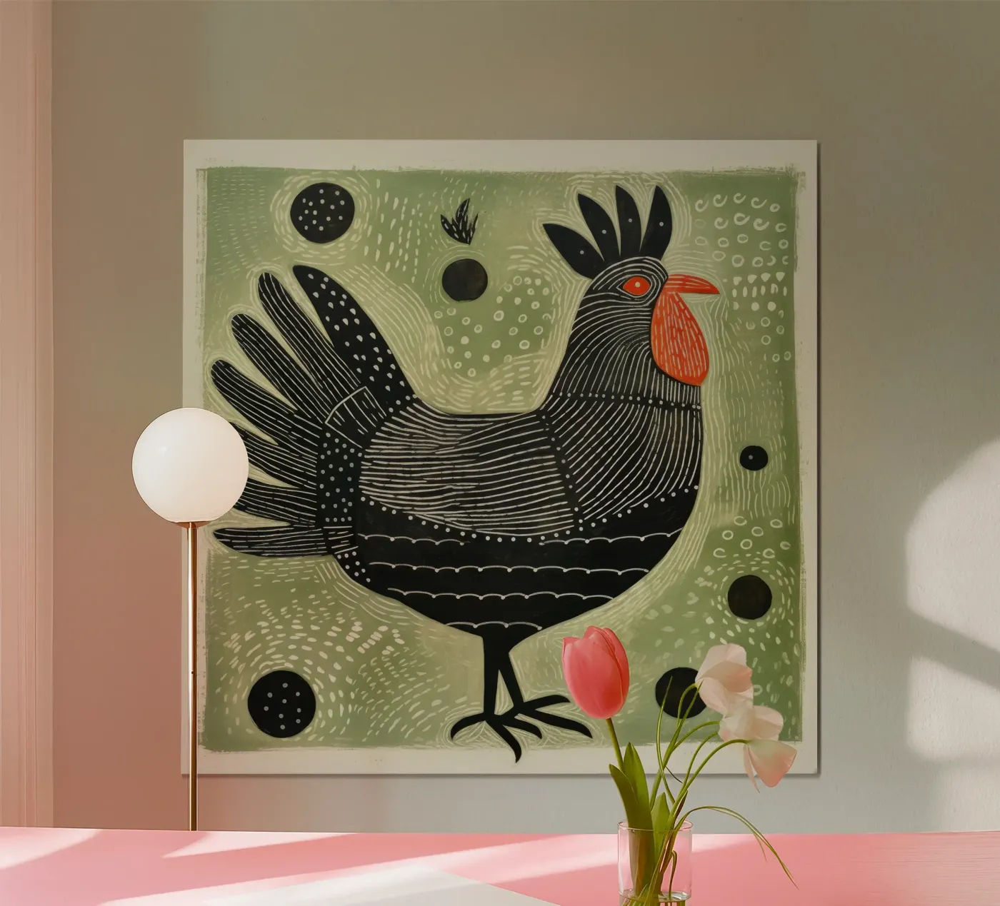 Pollo verde poster da Minimal Animal Art