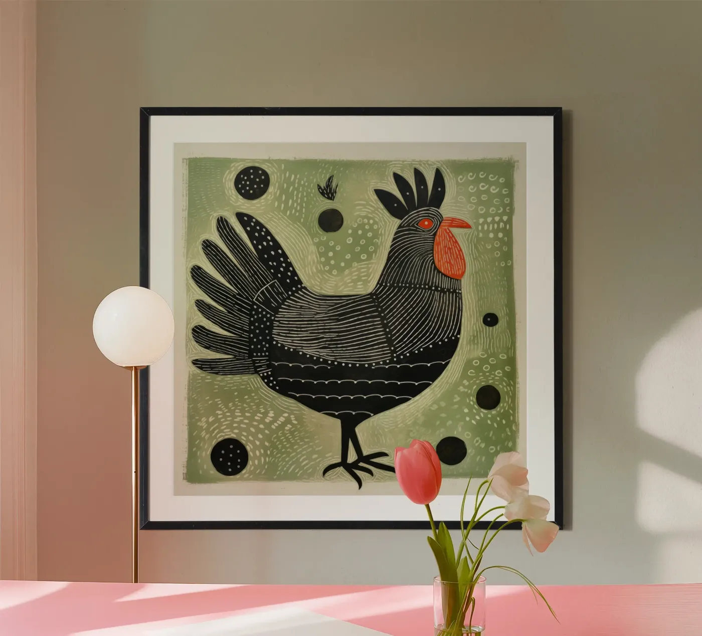 Pollo verde poster da Minimal Animal Art