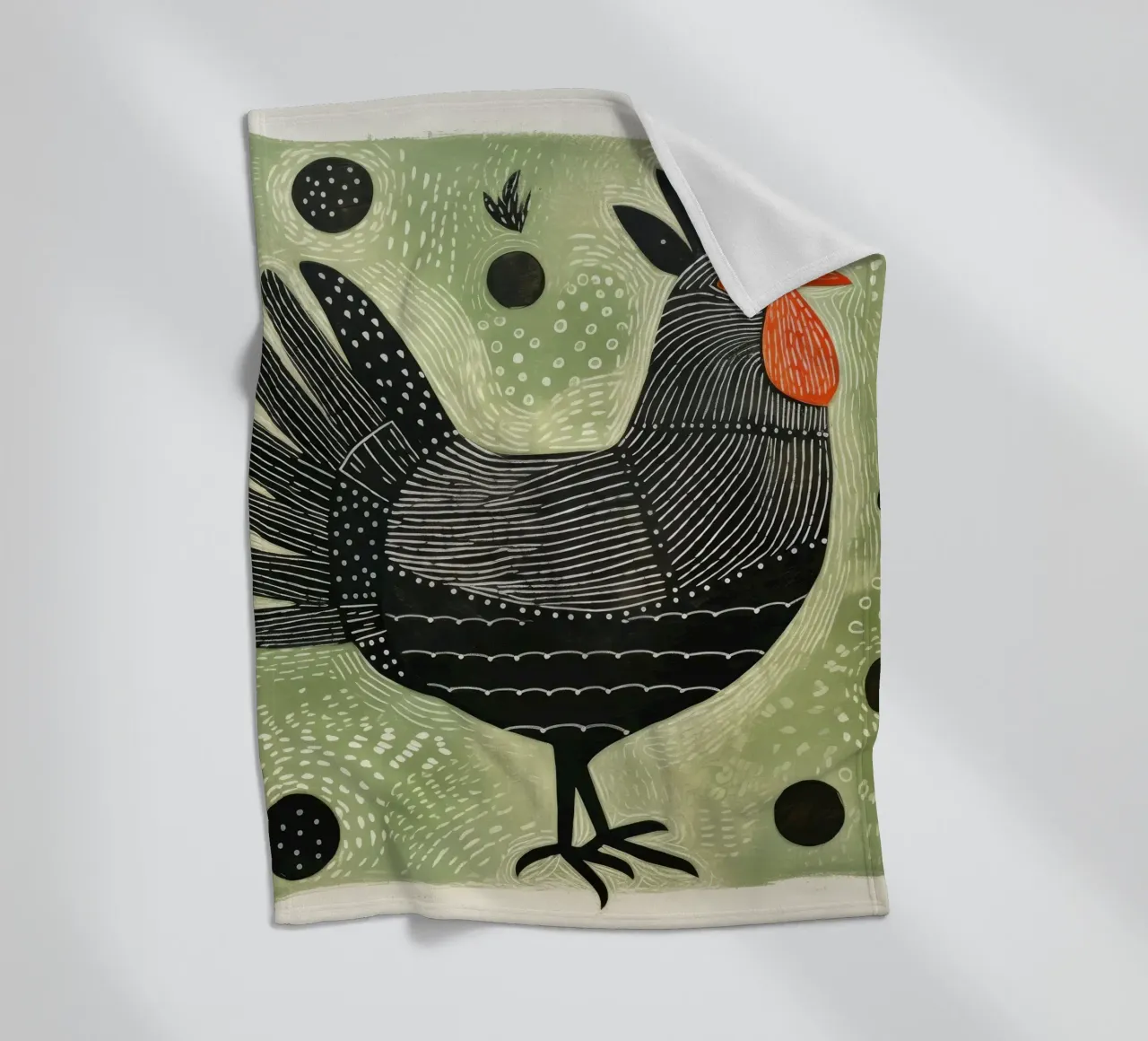 Pollo verde 4 coperta in pile da Minimal Animal Art