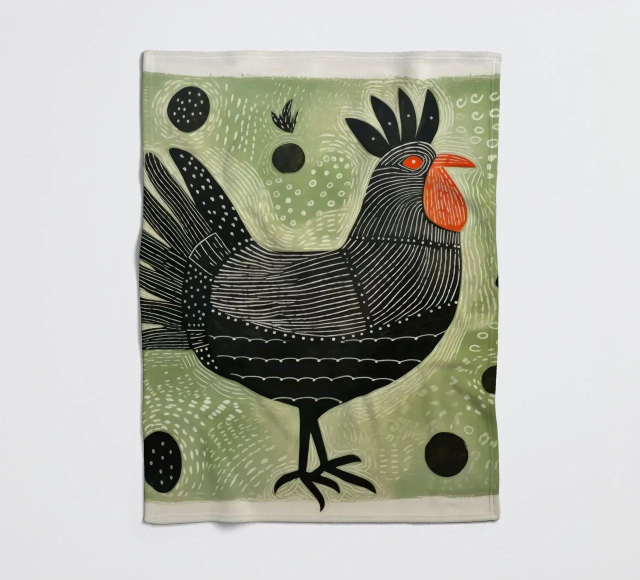 Pollo verde 4 coperta in pile da Minimal Animal Art