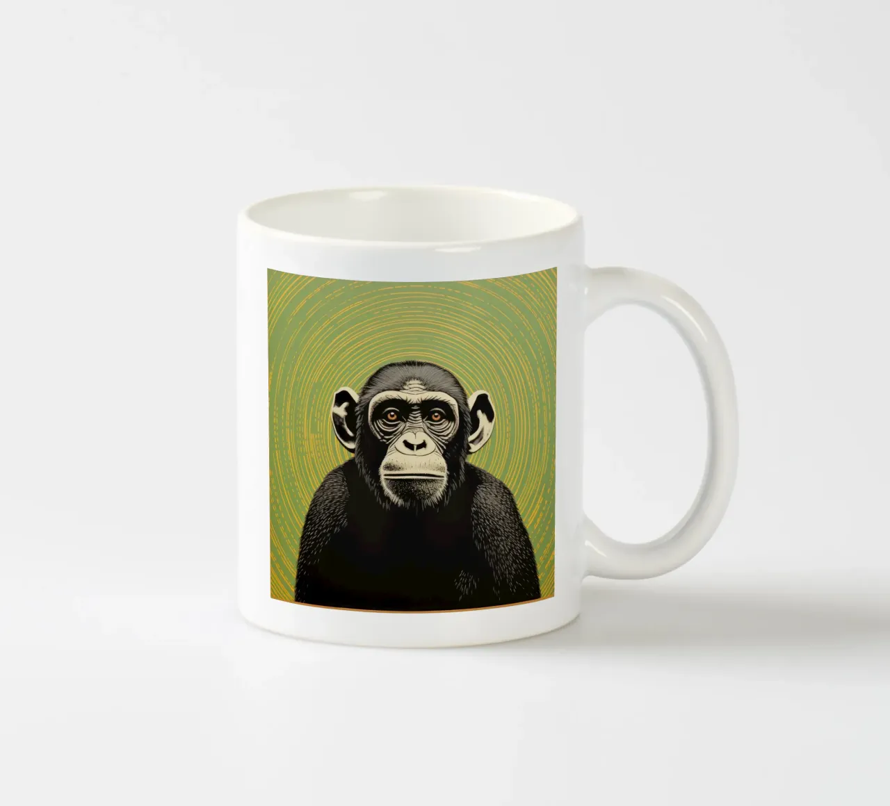Scimpanzé verde 1 tazza in ceramica da Minimal Animal Art