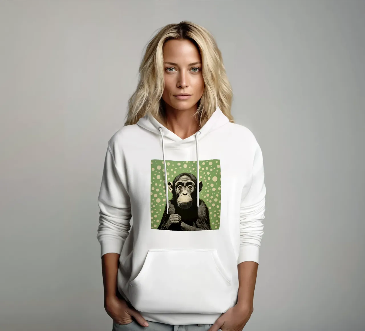 Grüner Schimpanse 2 Hoodie von Minimal Animal Art