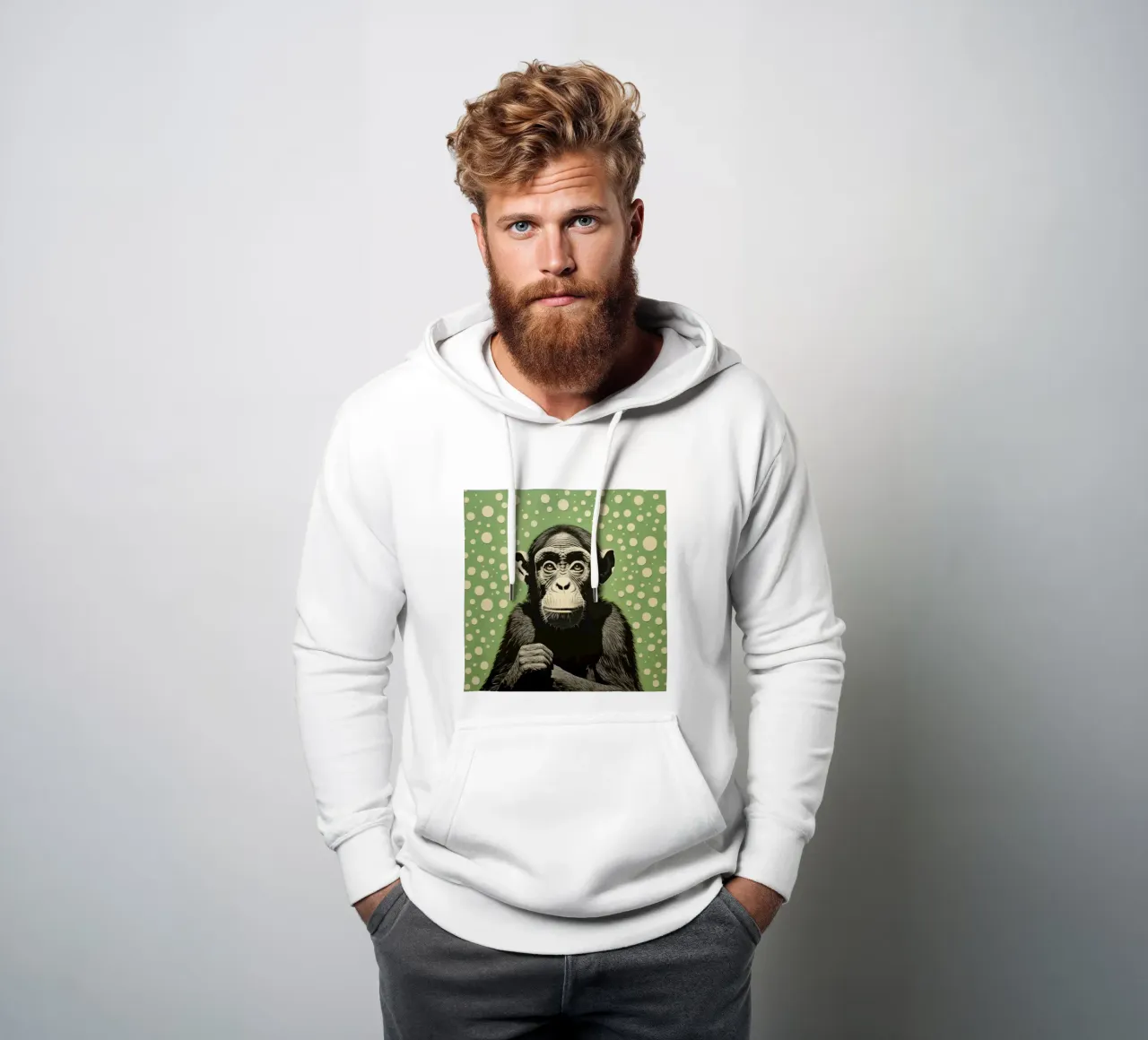 Grüner Schimpanse 2 Hoodie von Minimal Animal Art