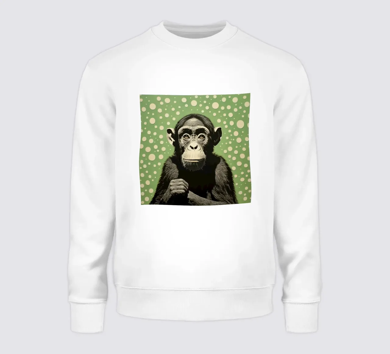 Groene chimpansee 2 sweatshirt van Minimal Animal Art