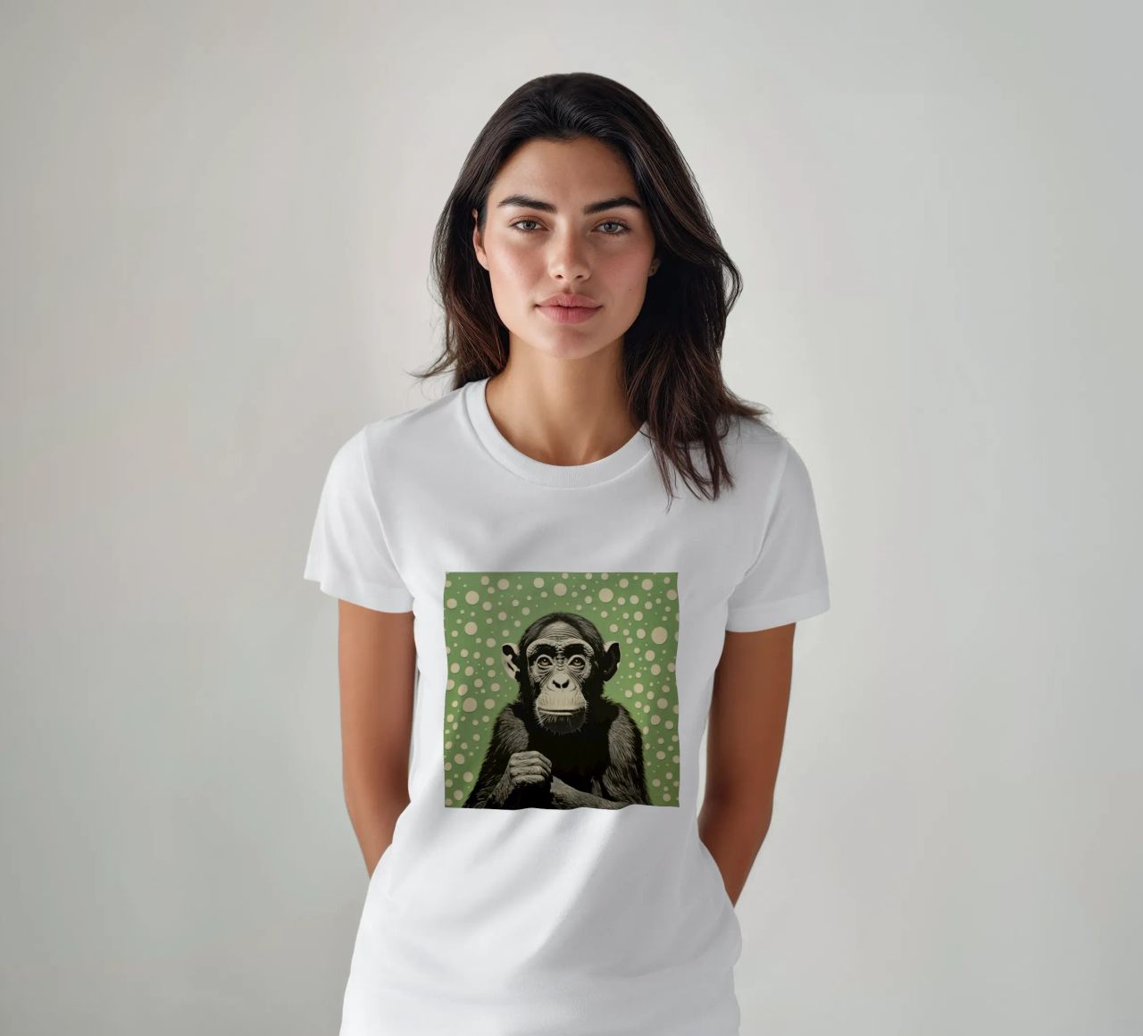 Scimpanzé verde 2 t-shirt da Minimal Animal Art