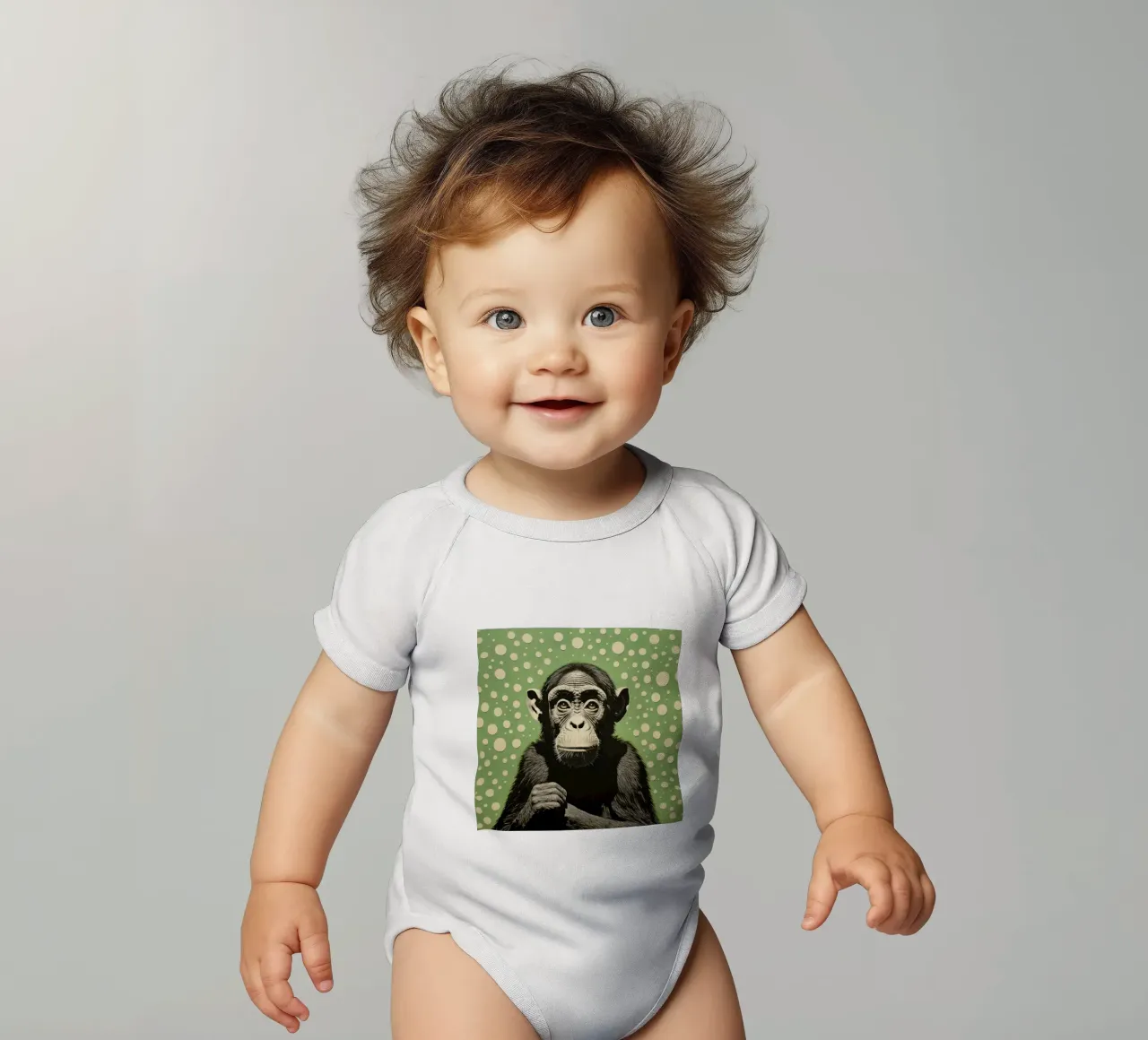 Scimpanzé verde 2 body neonato maniche corte da Minimal Animal Art