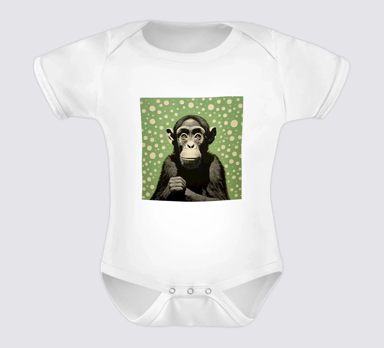 Scimpanzé verde 2 body neonato maniche corte da Minimal Animal Art
