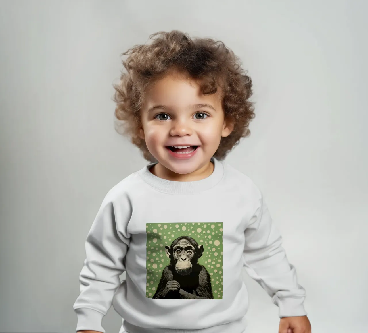 Green Chimpanzee baby sweatshirt by Minimal Animal Art