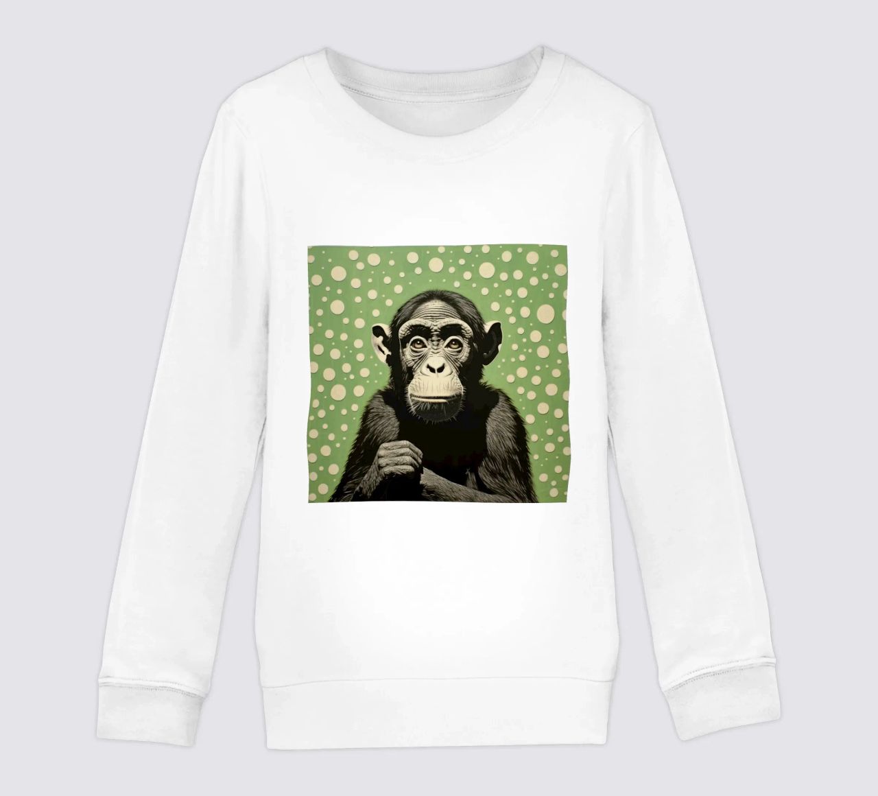 Scimpanzé verde 2 felpa bambino da Minimal Animal Art