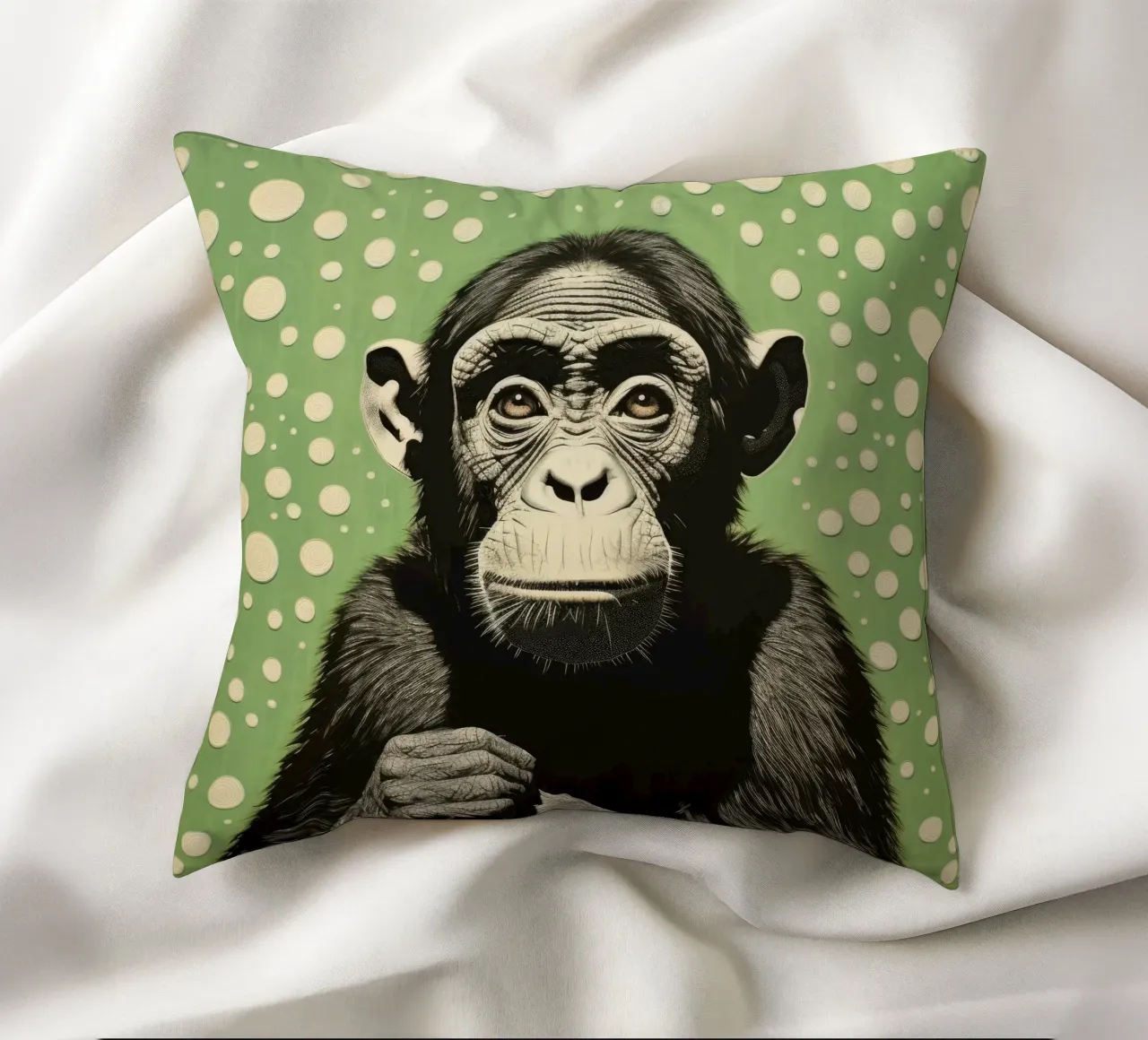 Scimpanzé verde cuscino da Minimal Animal Art