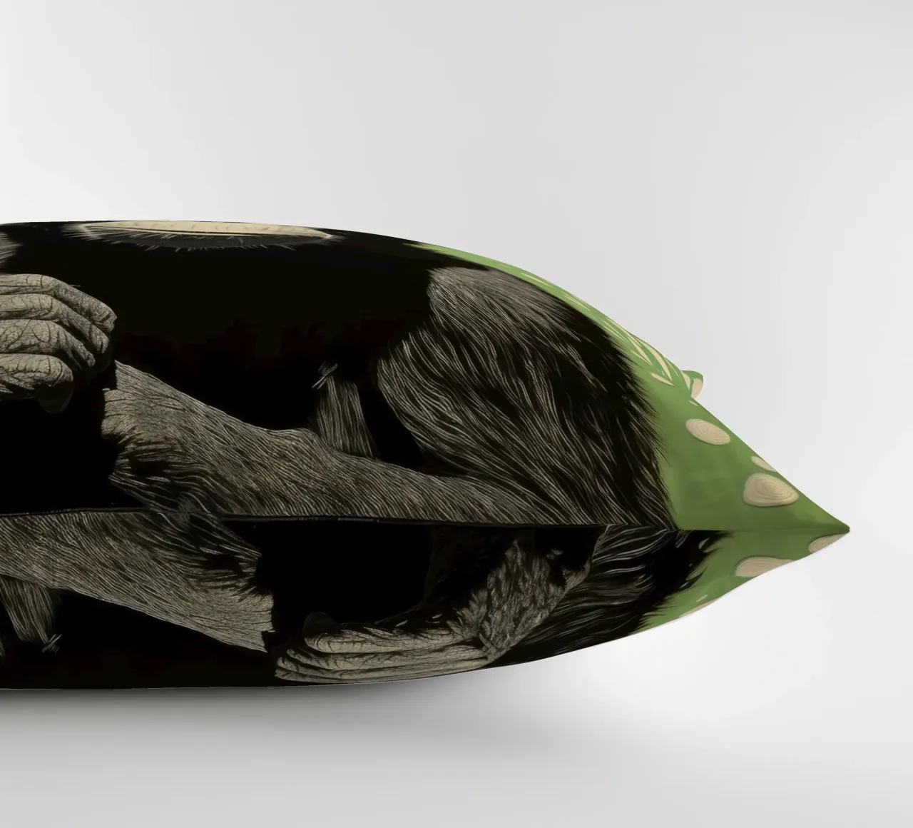 Groene chimpansee 2 kussen van Minimal Animal Art