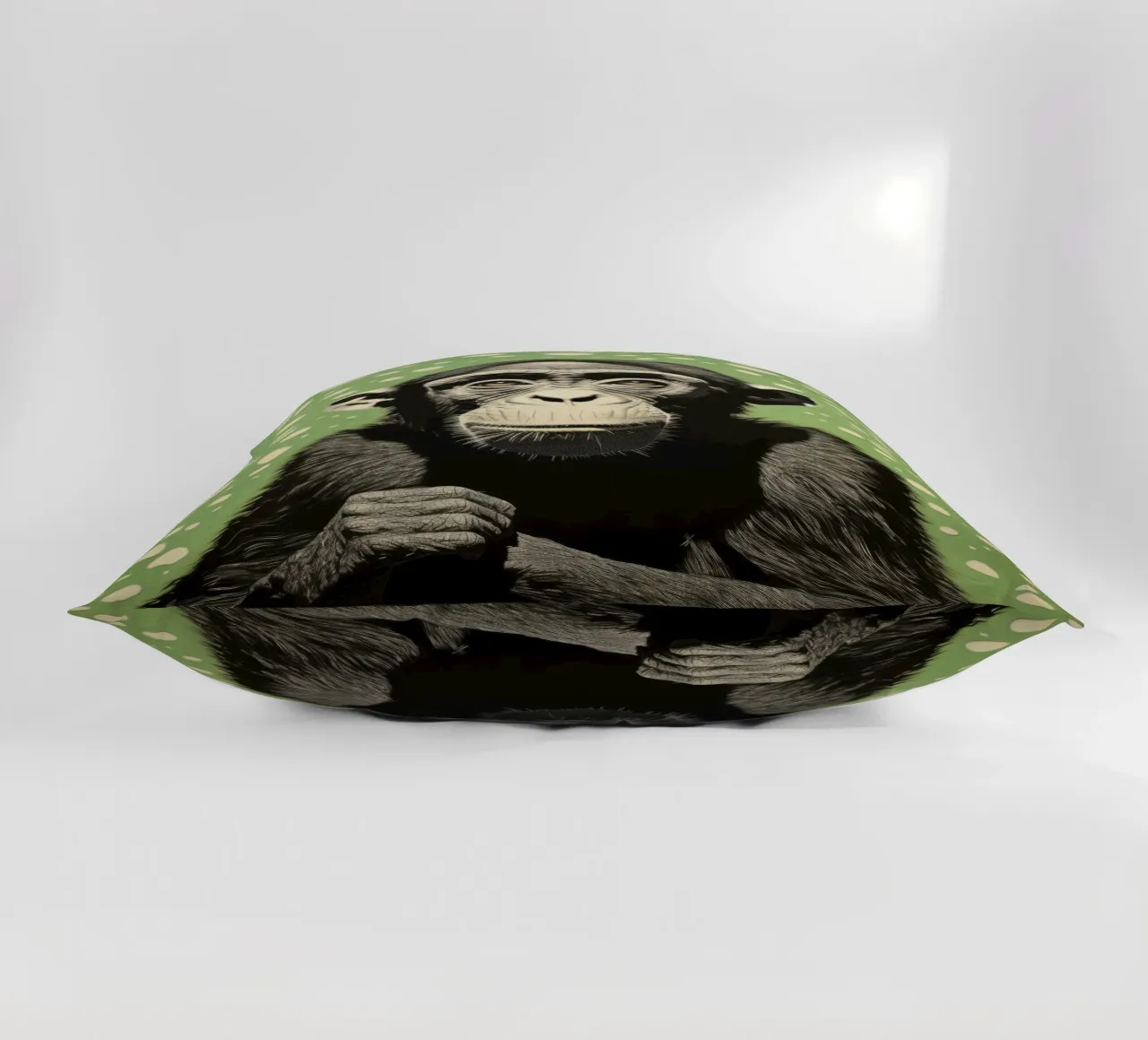 Groene chimpansee 2 kussen van Minimal Animal Art