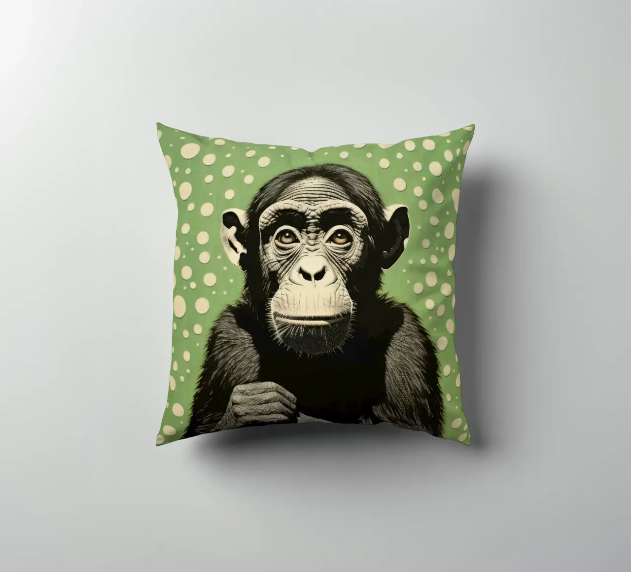 Scimpanzé verde cuscino da Minimal Animal Art