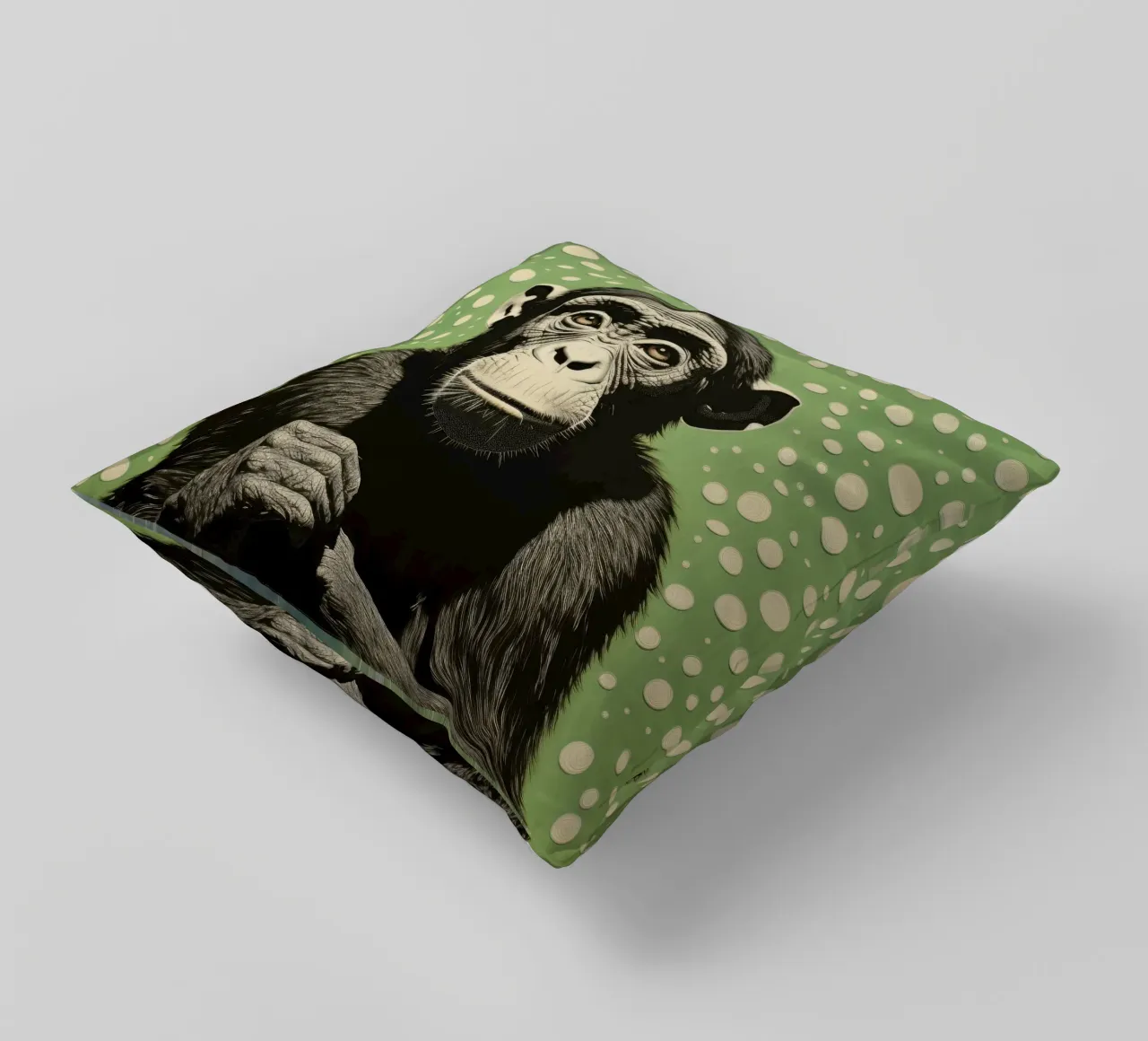 Scimpanzé verde cuscino da Minimal Animal Art