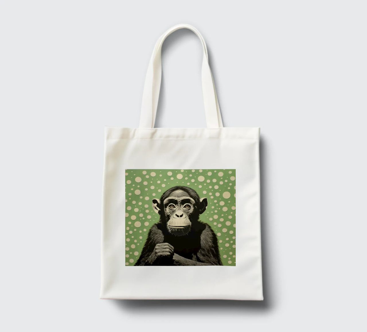 Scimpanzé verde 2 borsa in juta da Minimal Animal Art