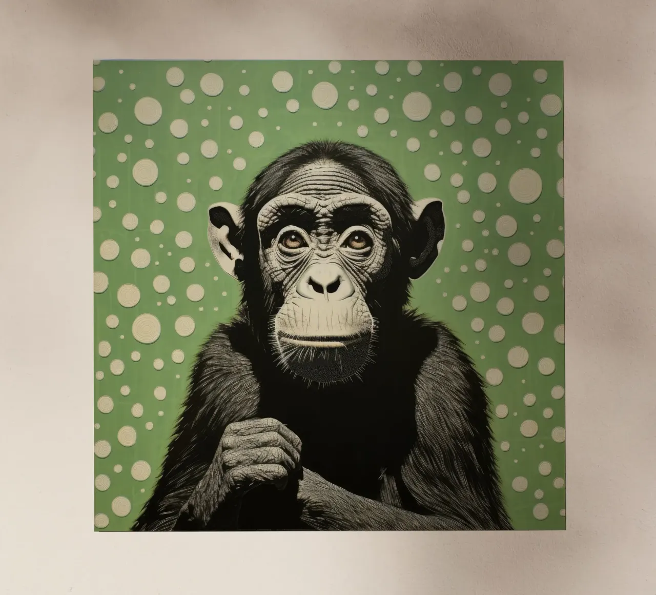 Scimpanzé verde pellicola backlit da Minimal Animal Art