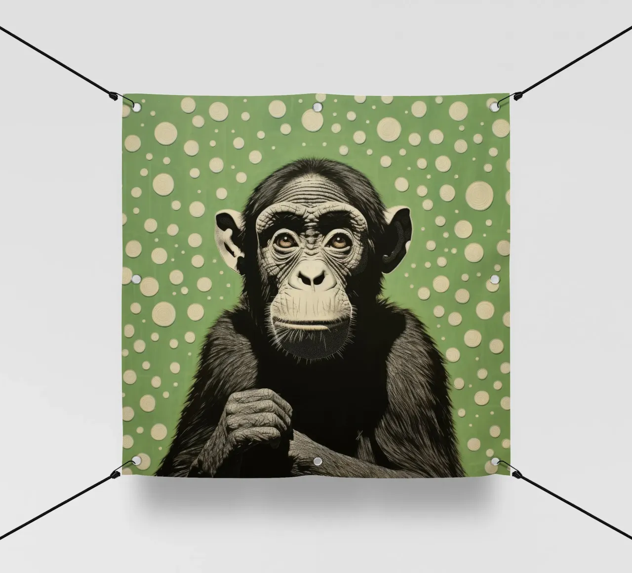 Scimpanzé verde telo in pvc da Minimal Animal Art