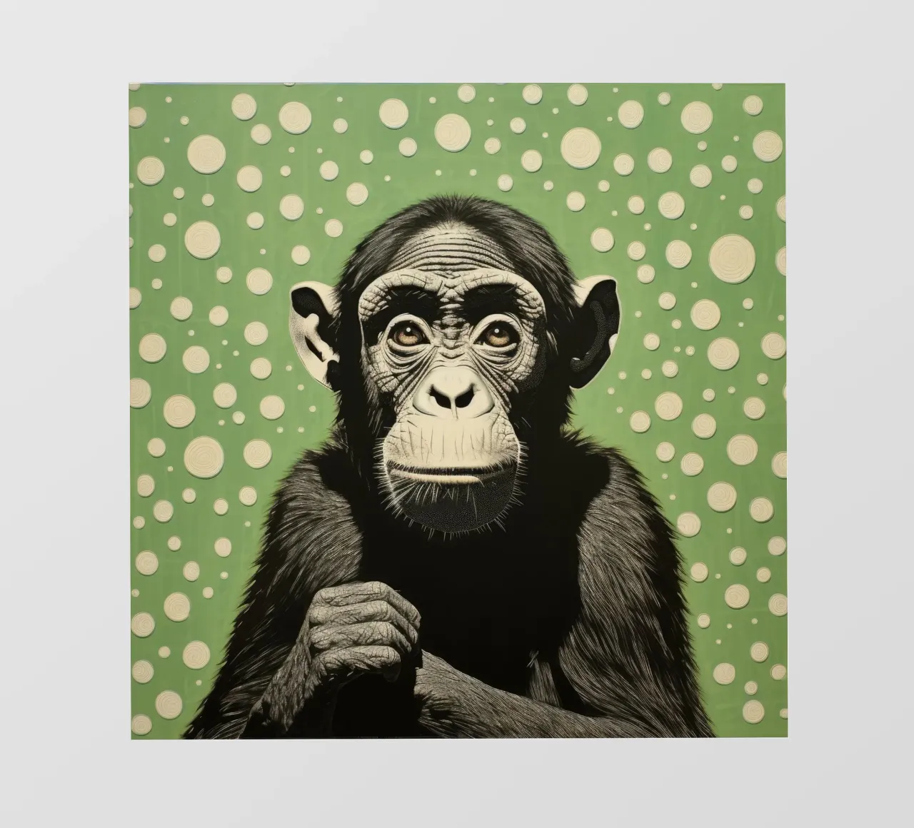 Scimpanzé verde telo in pvc da Minimal Animal Art