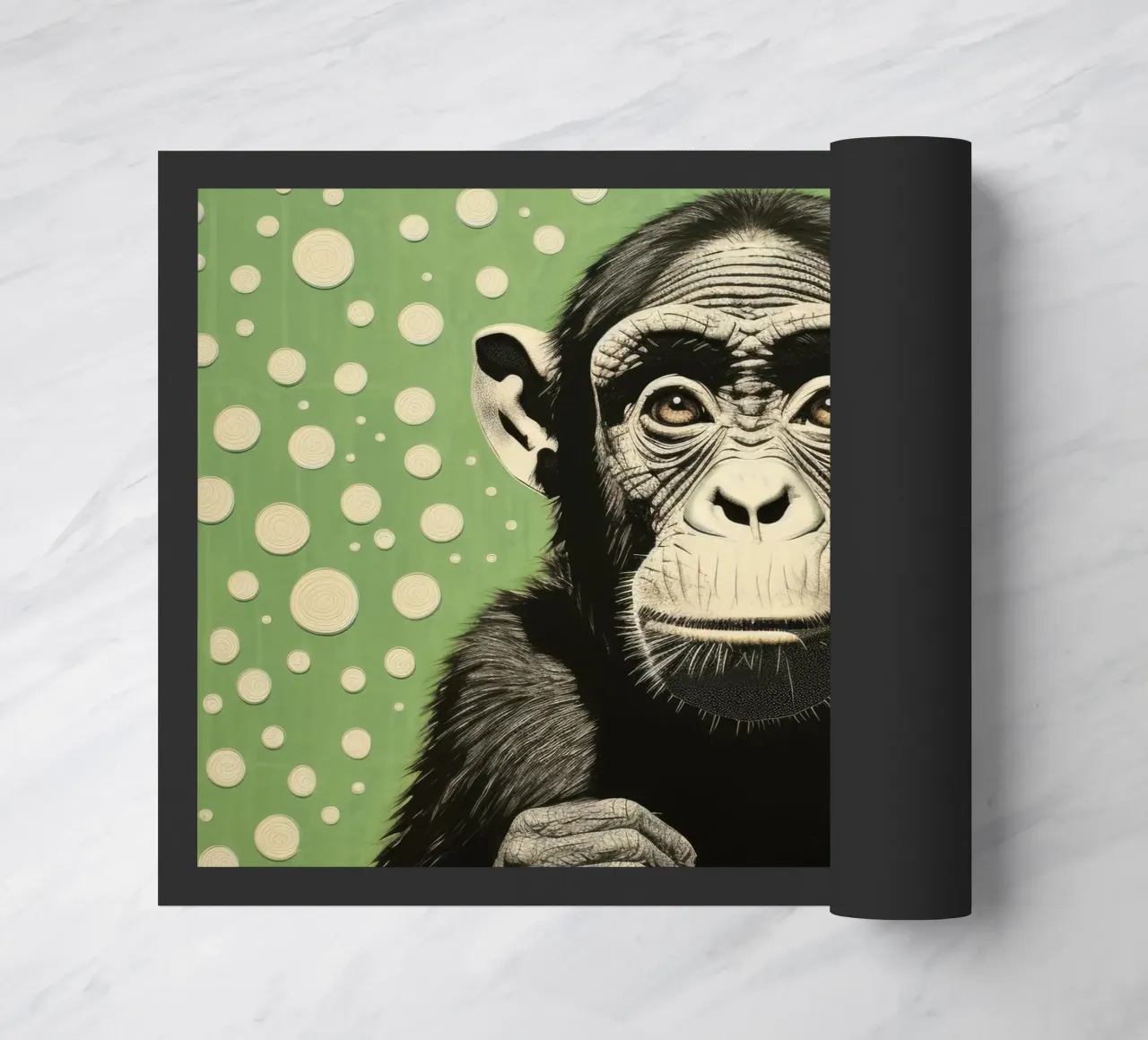 Grüner Schimpanse 2 Fußmatte von Minimal Animal Art