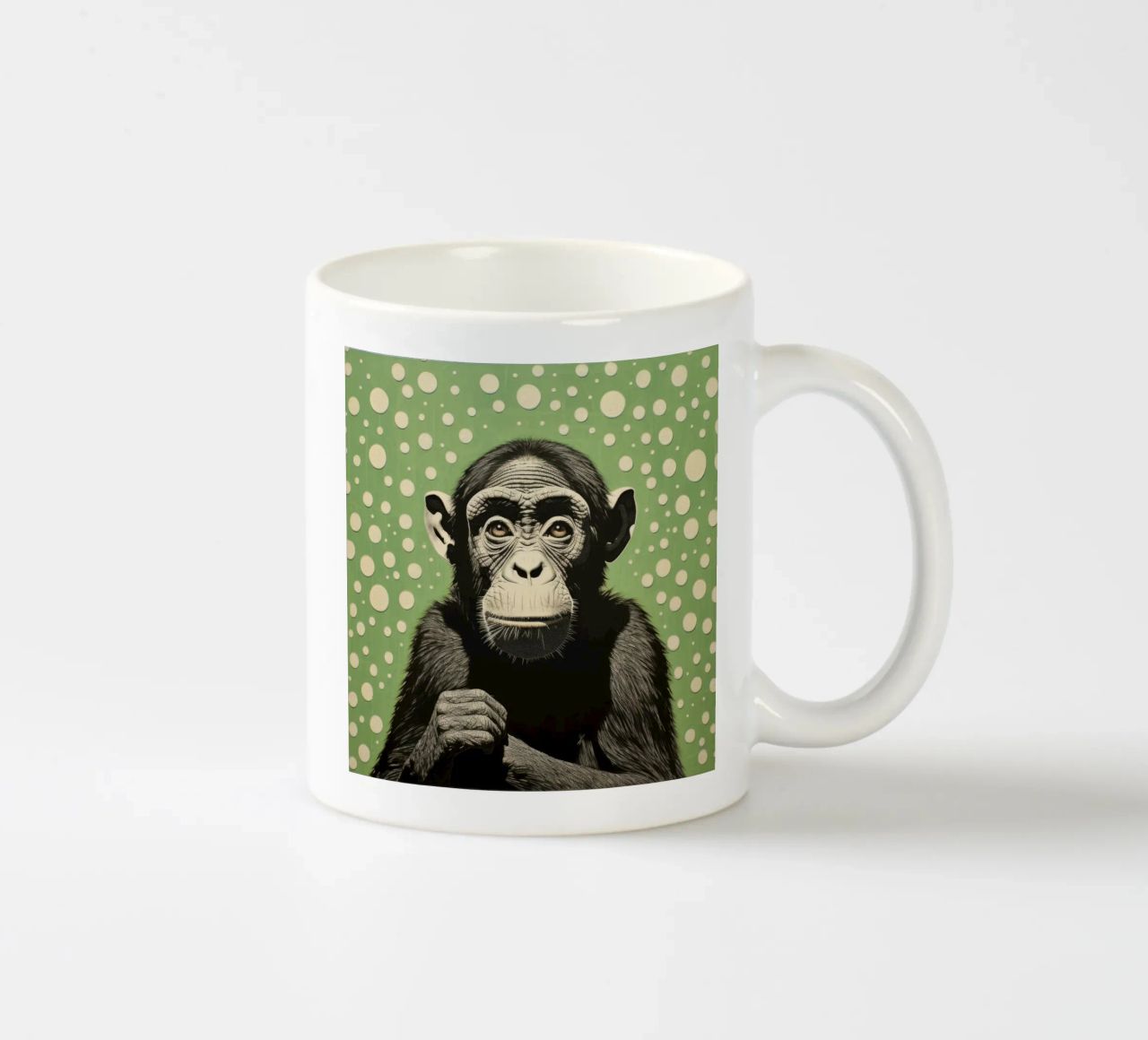 Scimpanzé verde 2 tazza in ceramica da Minimal Animal Art