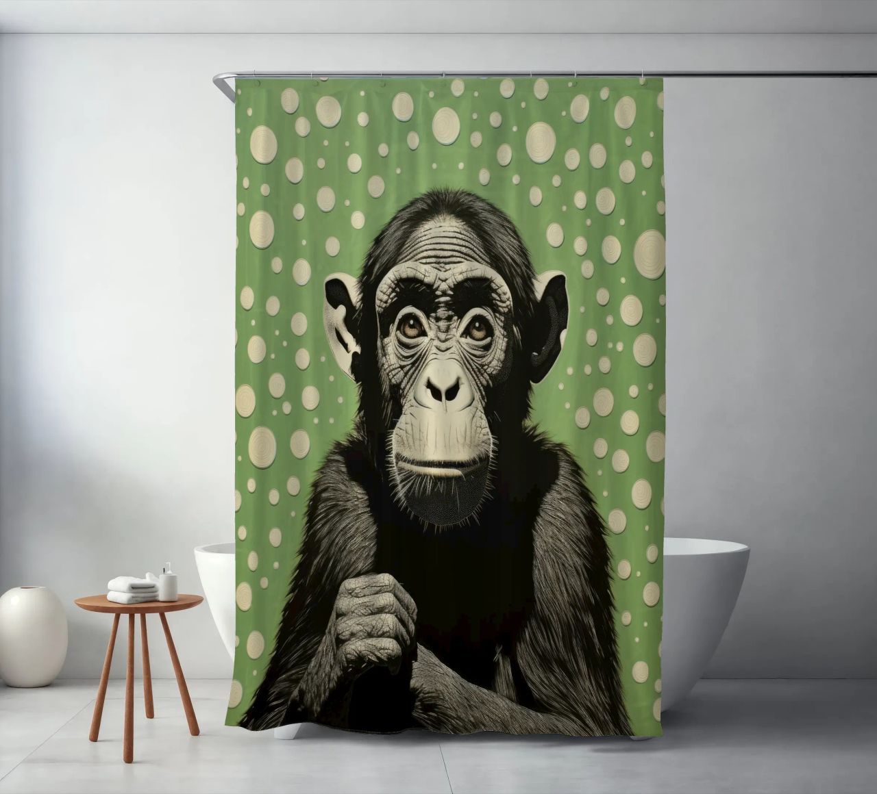 Scimpanzé verde 2 tenda da doccia da Minimal Animal Art