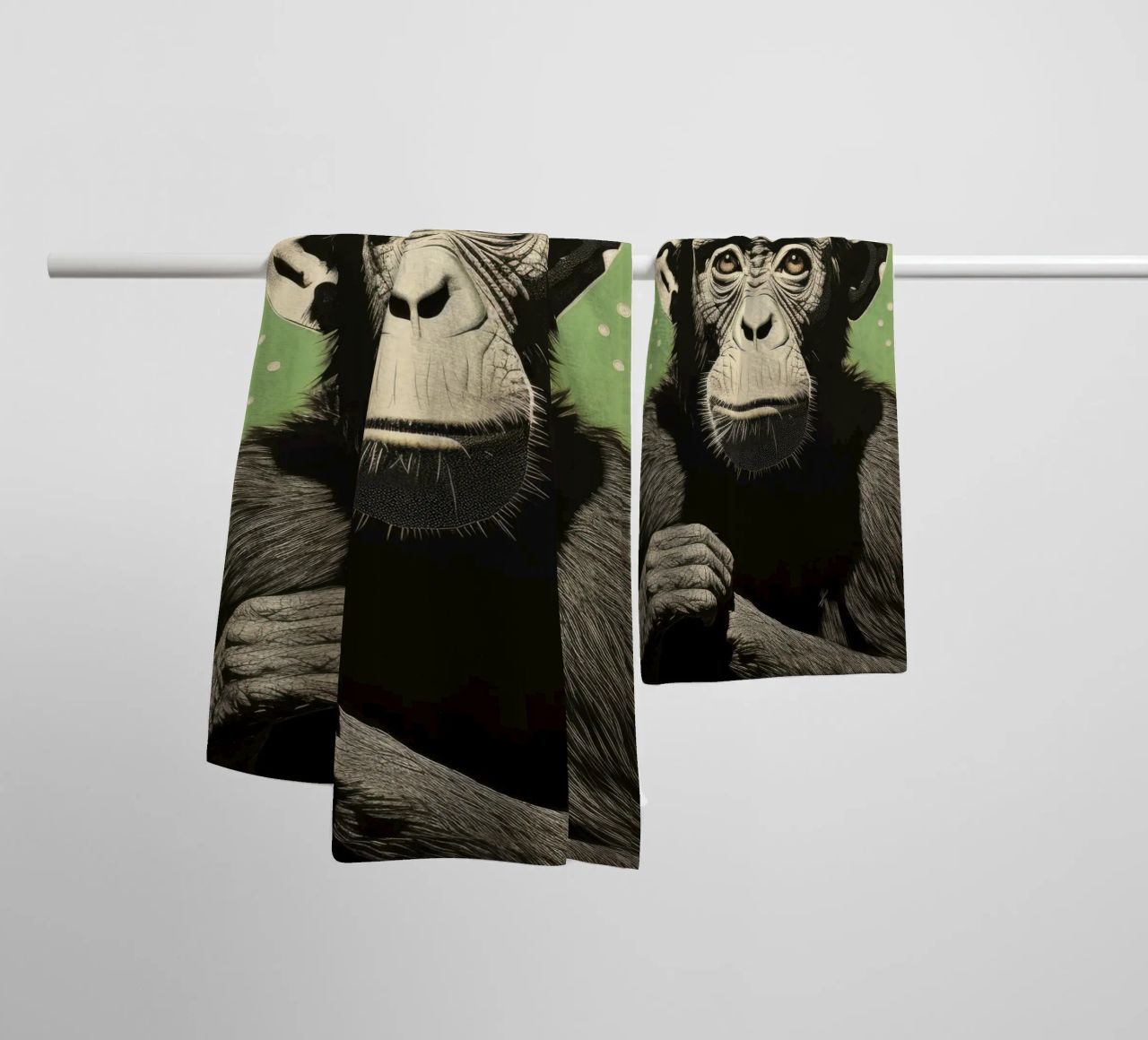 Scimpanzé verde 2 asciugamano da bagno da Minimal Animal Art