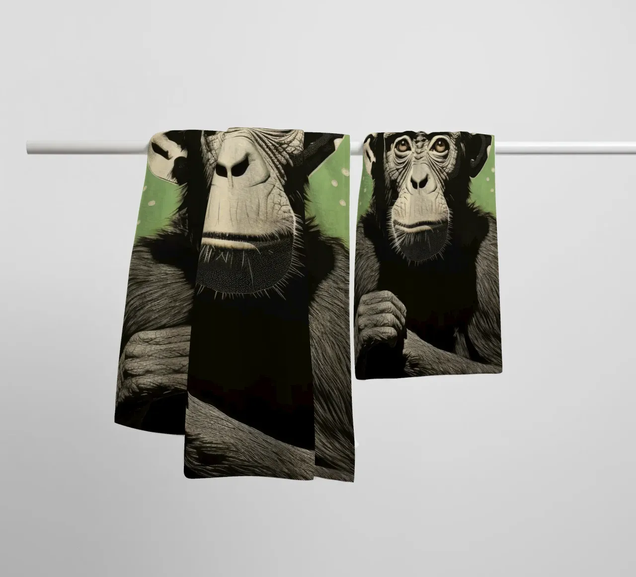 Scimpanzé verde 2 asciugamano da bagno da Minimal Animal Art