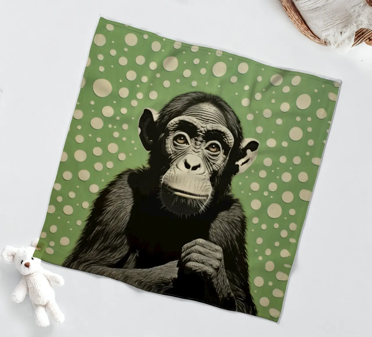 Scimpanzé verde coperta in pile da Minimal Animal Art