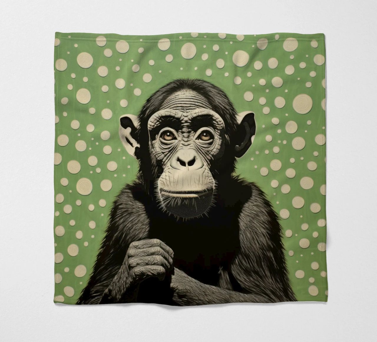 Scimpanzé verde 2 coperta in pile da Minimal Animal Art