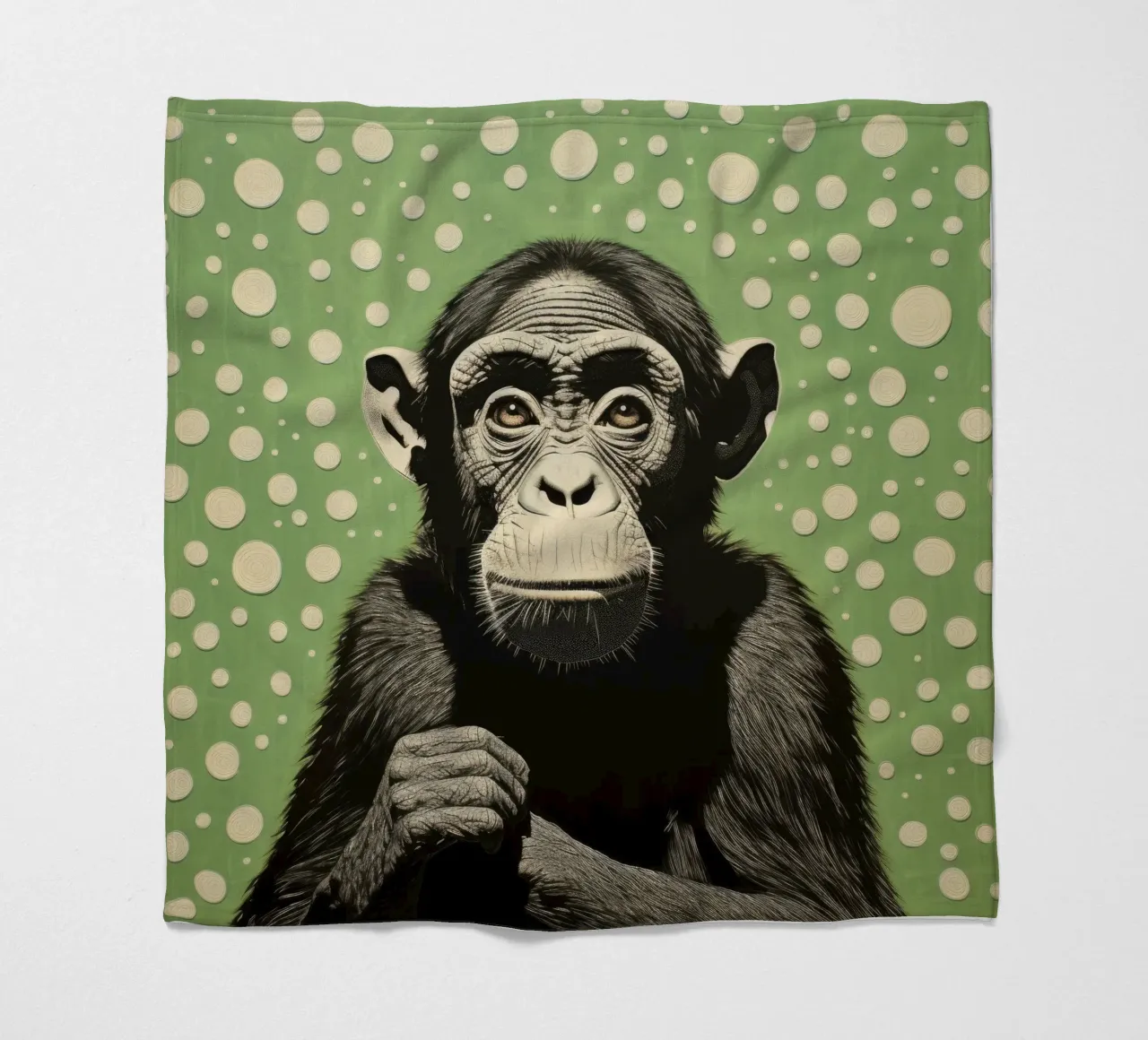 Scimpanzé verde 2 coperta in pile da Minimal Animal Art