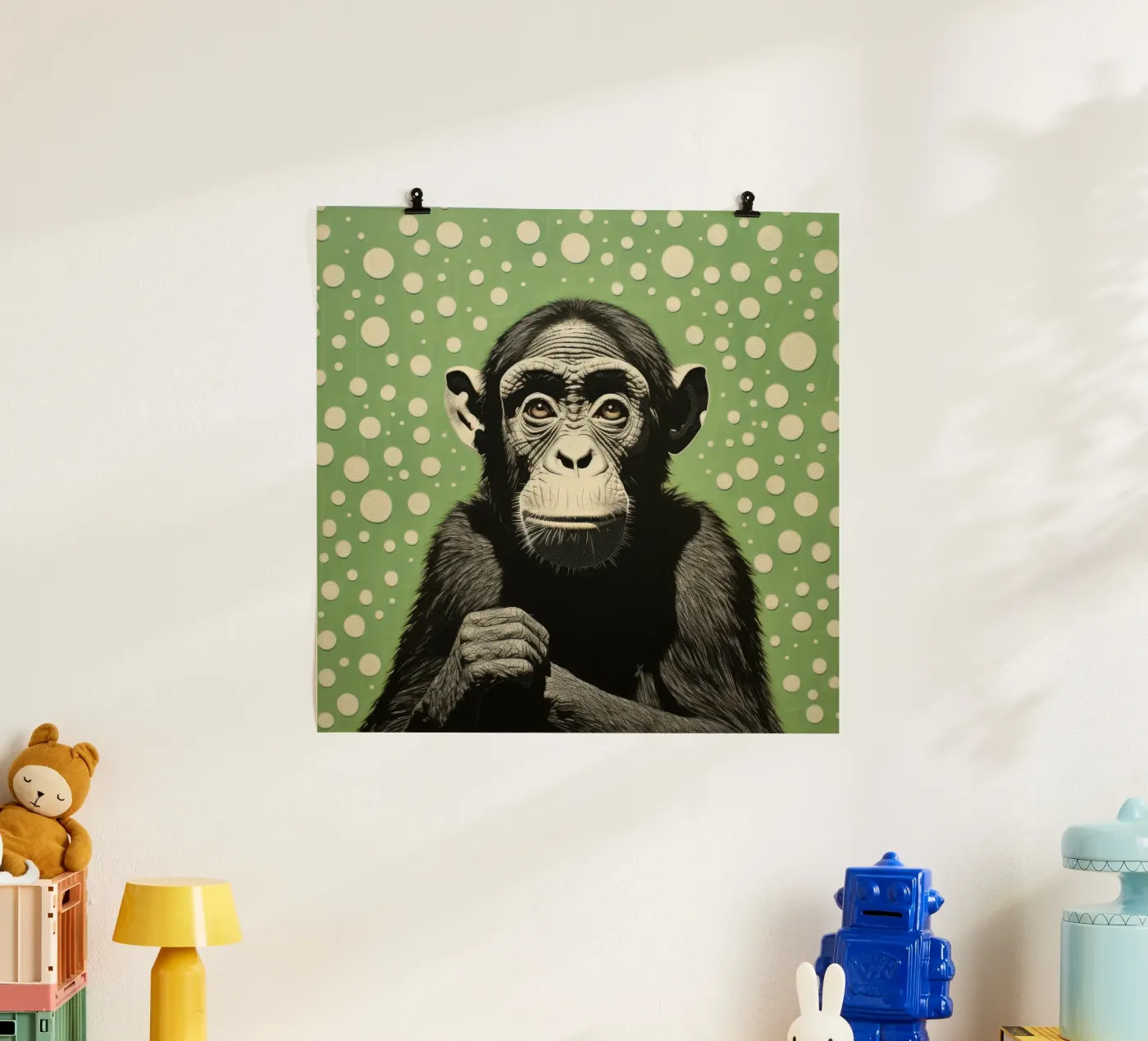 Scimpanzé verde poster da Minimal Animal Art