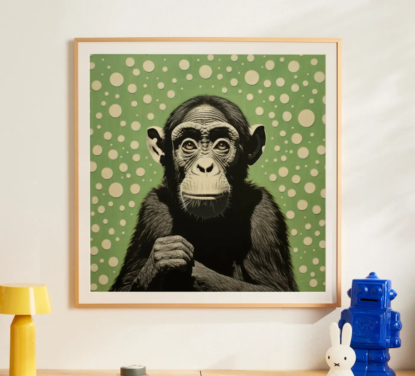 Scimpanzé verde poster da Minimal Animal Art