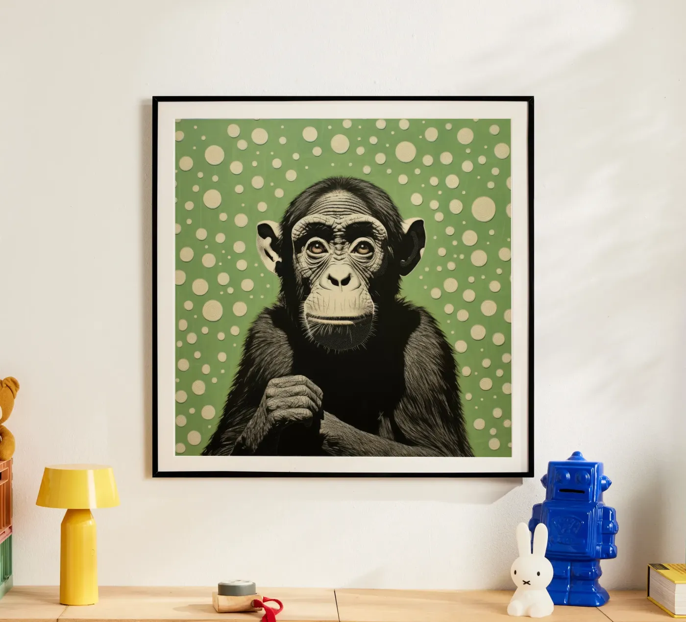 Scimpanzé verde poster da Minimal Animal Art