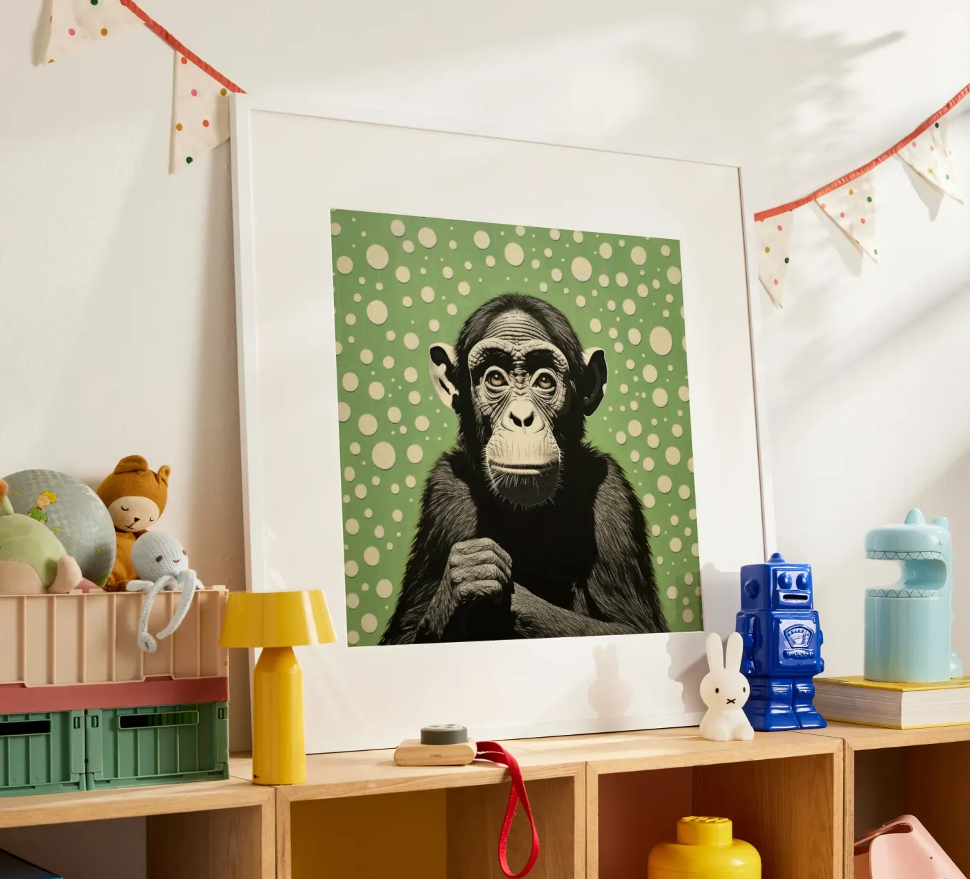 Scimpanzé verde poster da Minimal Animal Art