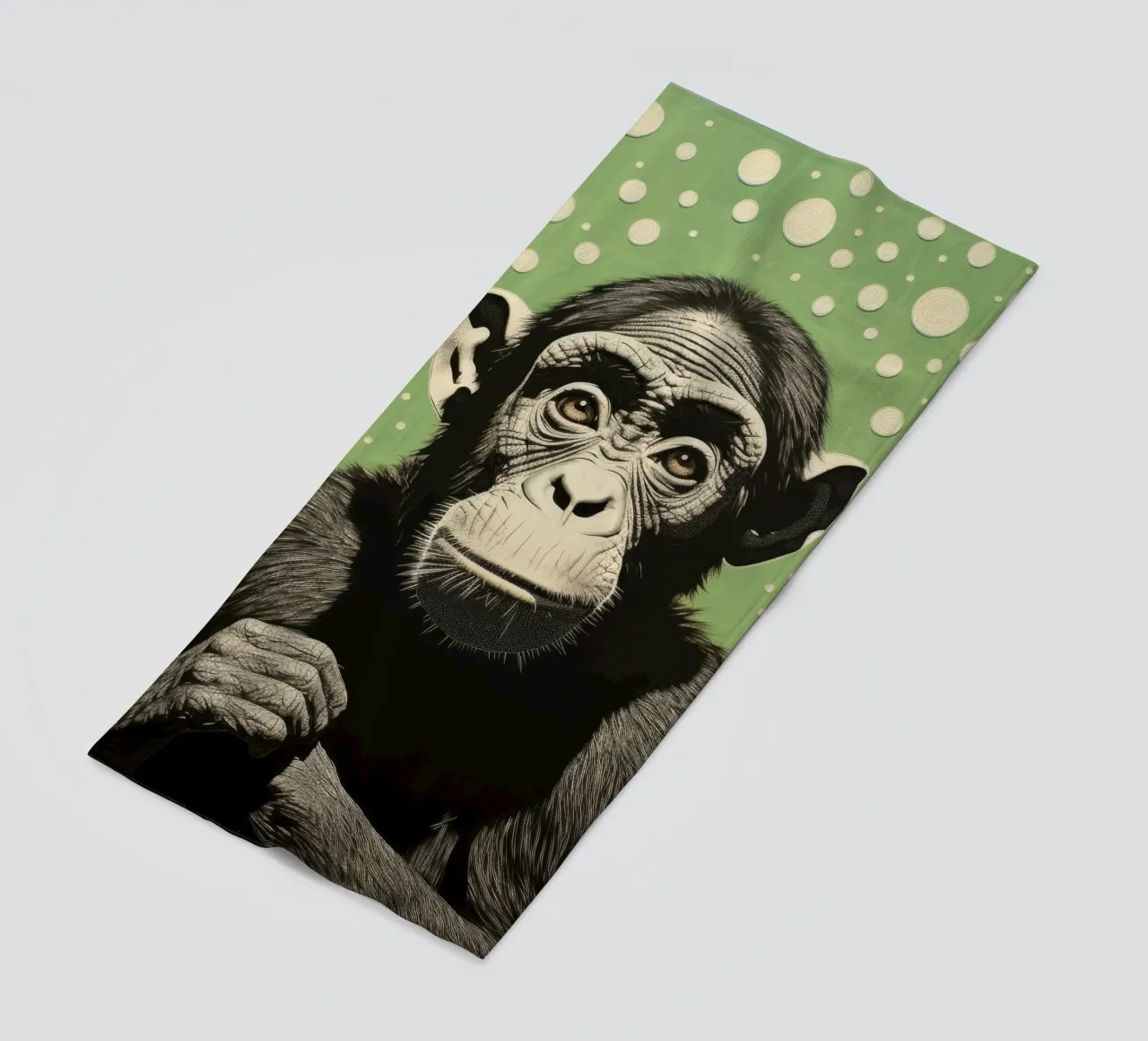 Groene chimpansee 2 strandhanddoek van Minimal Animal Art