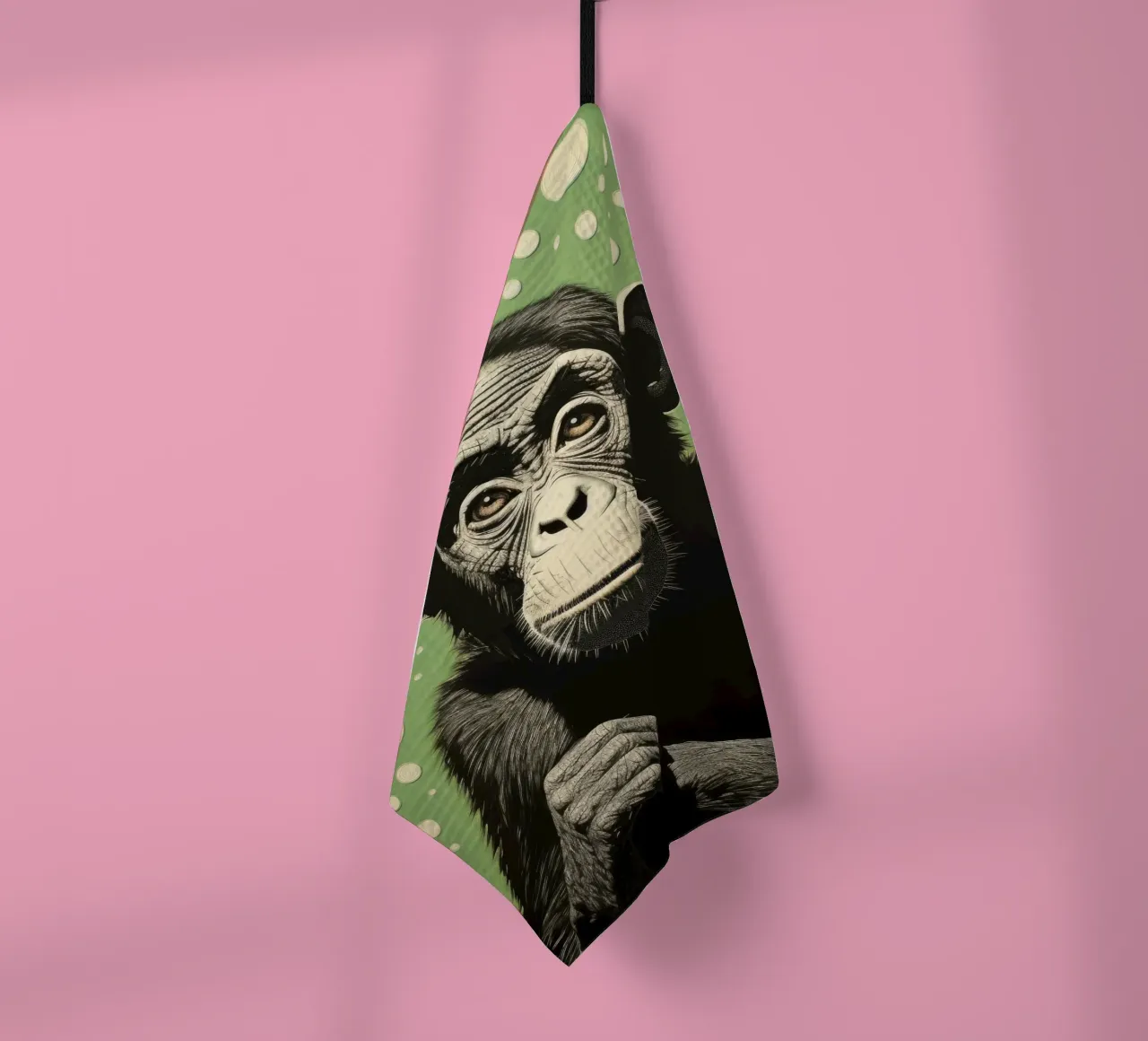 Chimpancé verde 2 paño de cocina de Minimal Animal Art